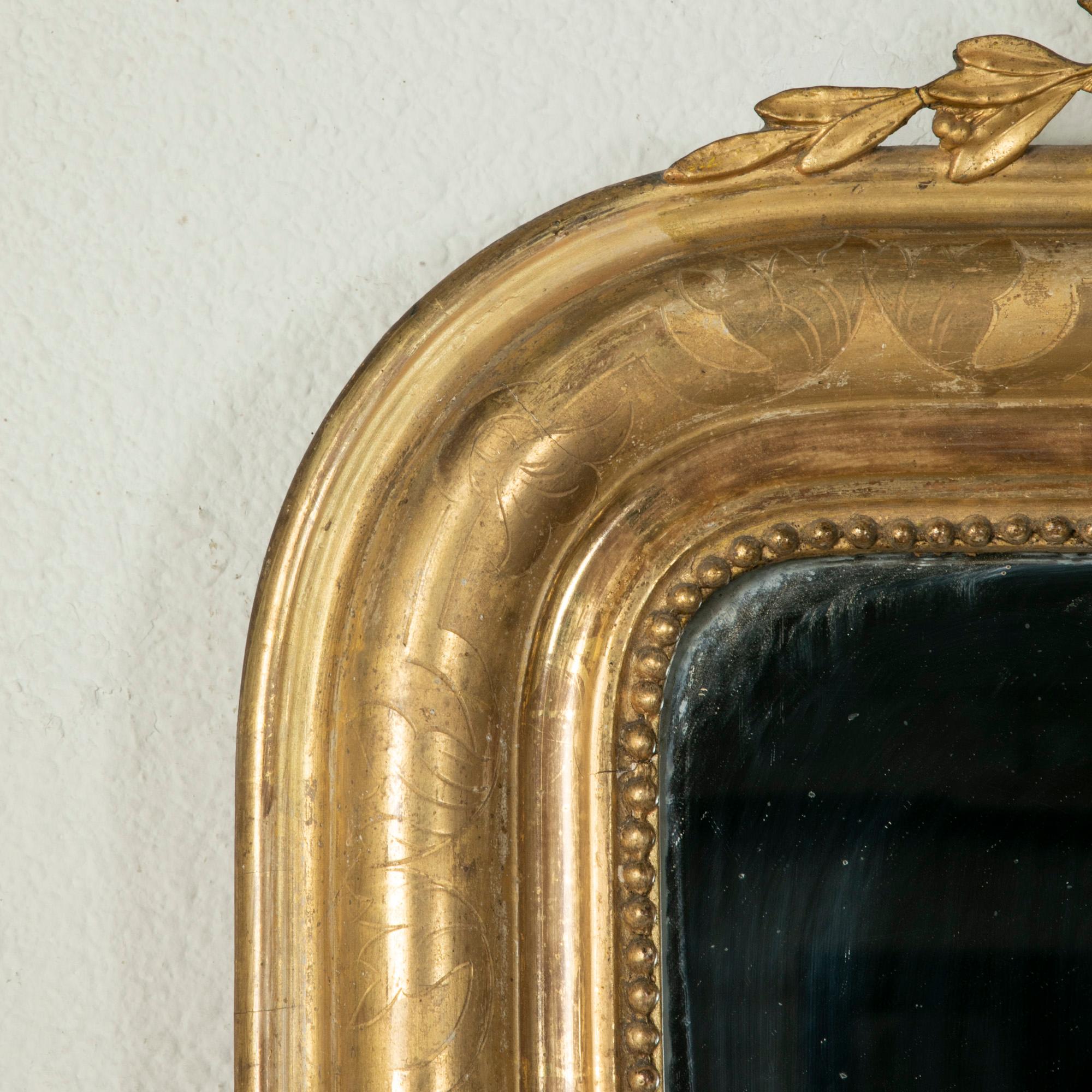 Mid-19th Century French Louis Philippe Style Gilt Wood Mirror, Louis XVI Motif 3