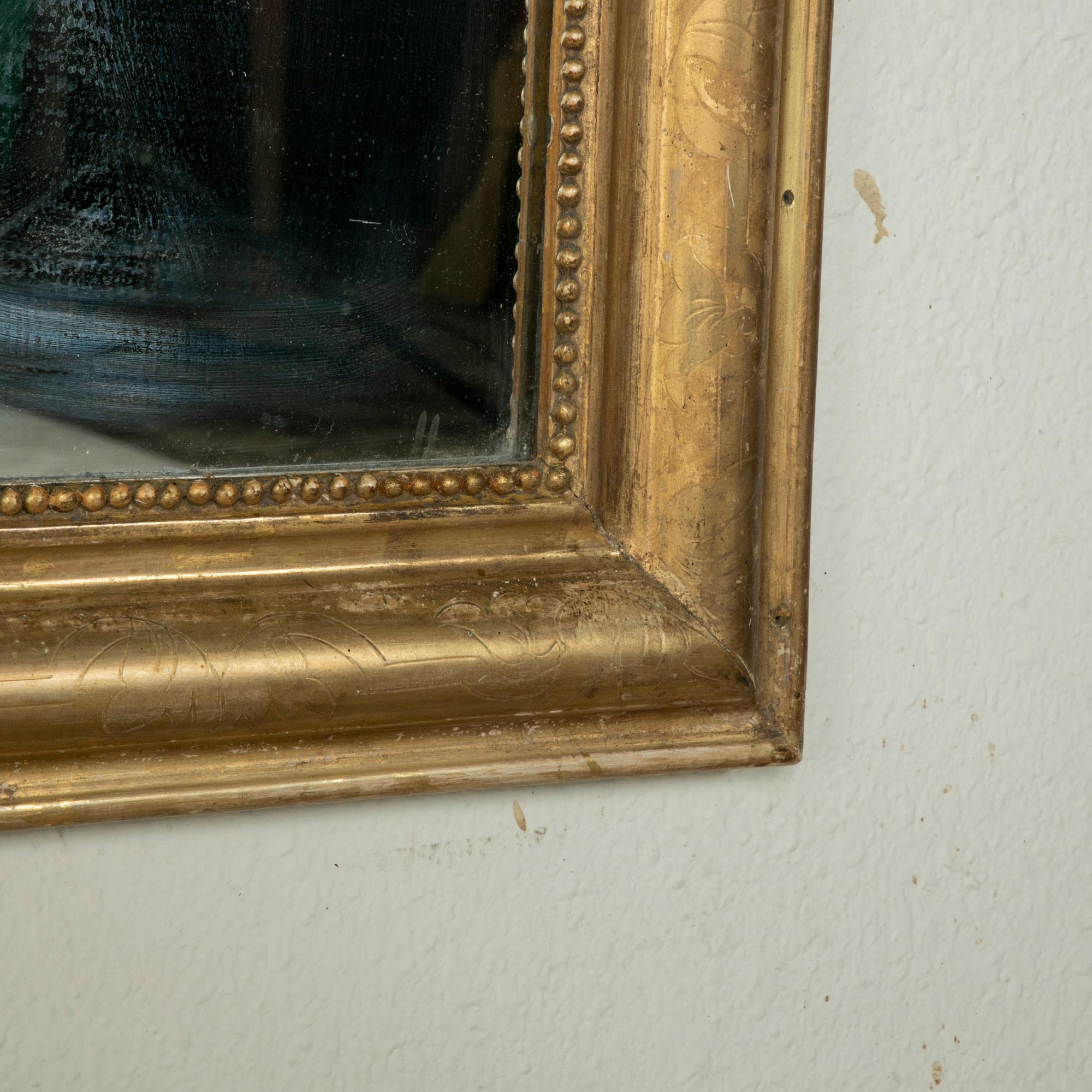 Mid-19th Century French Louis Philippe Style Gilt Wood Mirror, Louis XVI Motif 4
