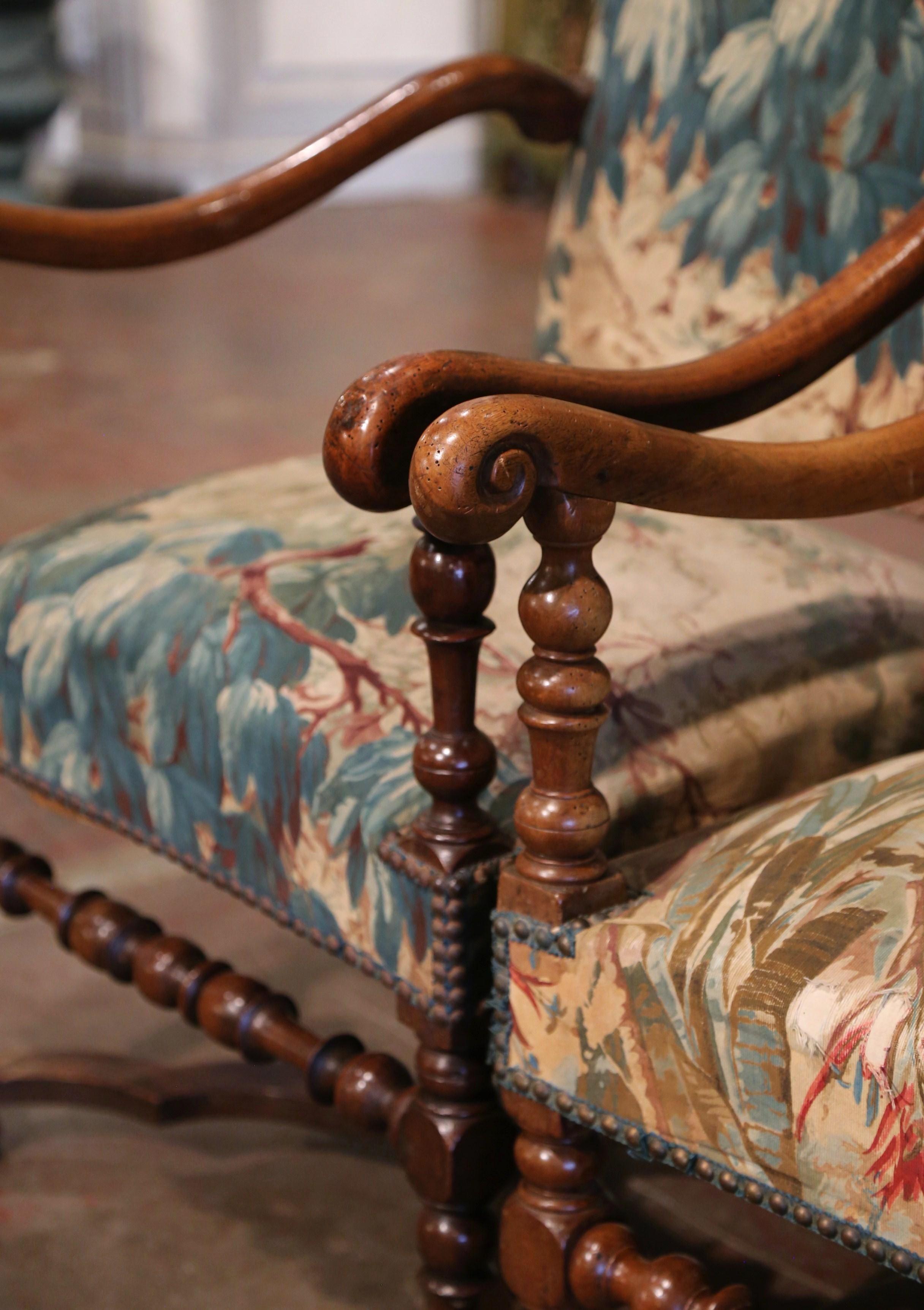  Mid-19th Century French Louis XIII Carved Walnut Armchairs - Set of Two 2