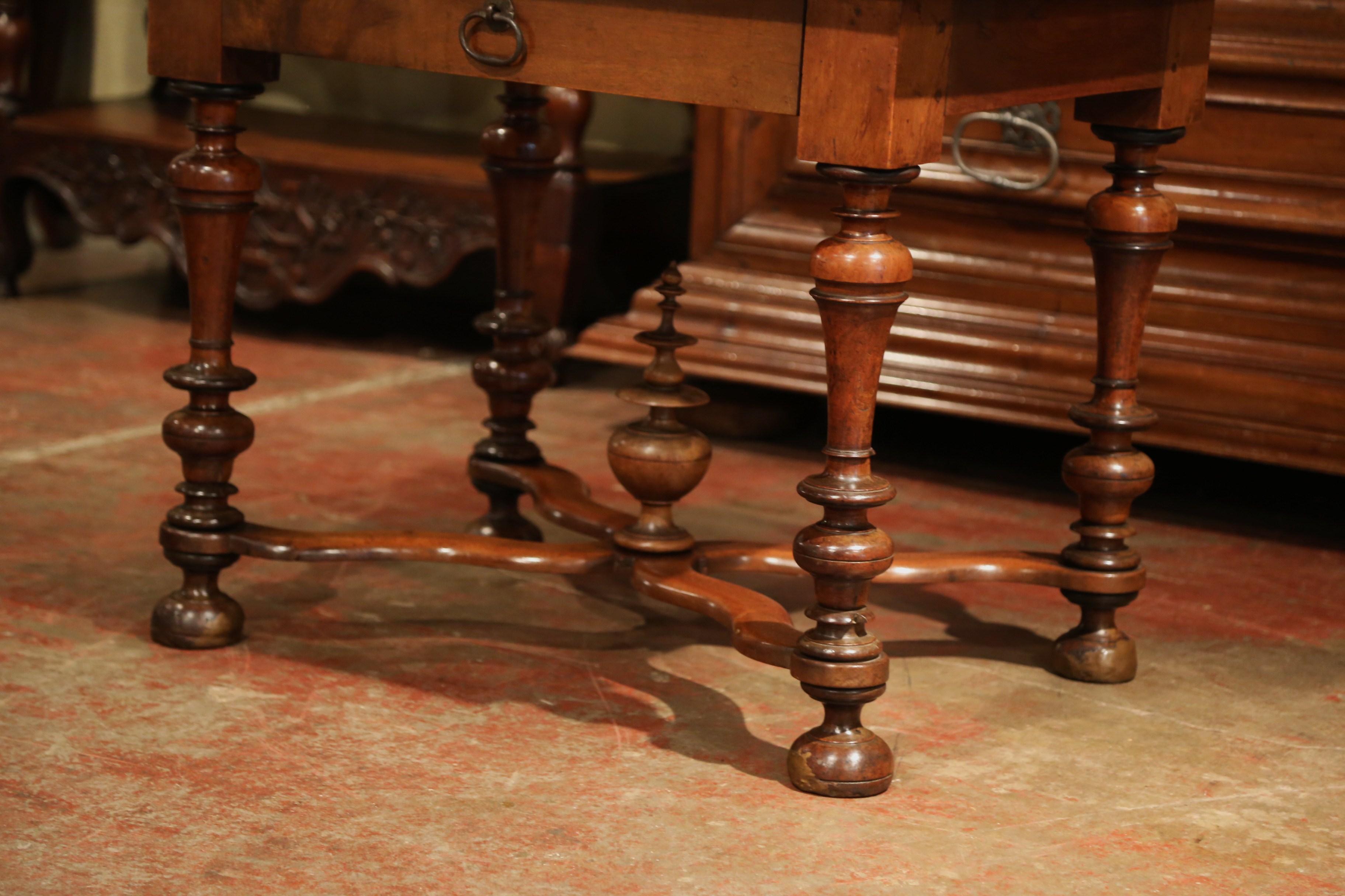 Mid-19th Century, French, Louis XIII Carved Walnut Table Desk with Turned Legs 7