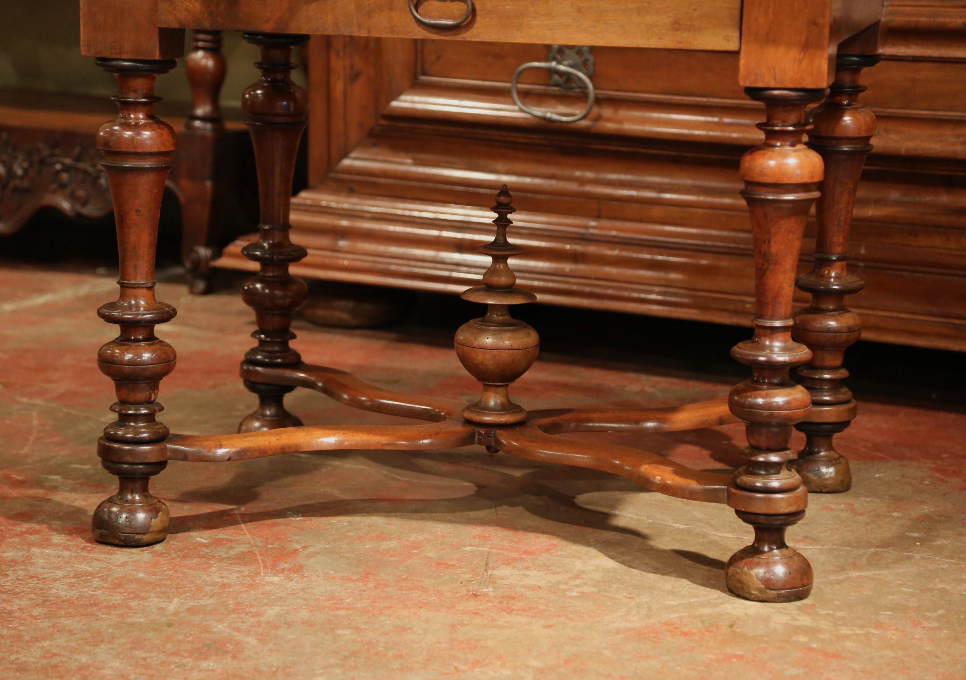 Mid-19th Century, French, Louis XIII Carved Walnut Table Desk with Turned Legs 2