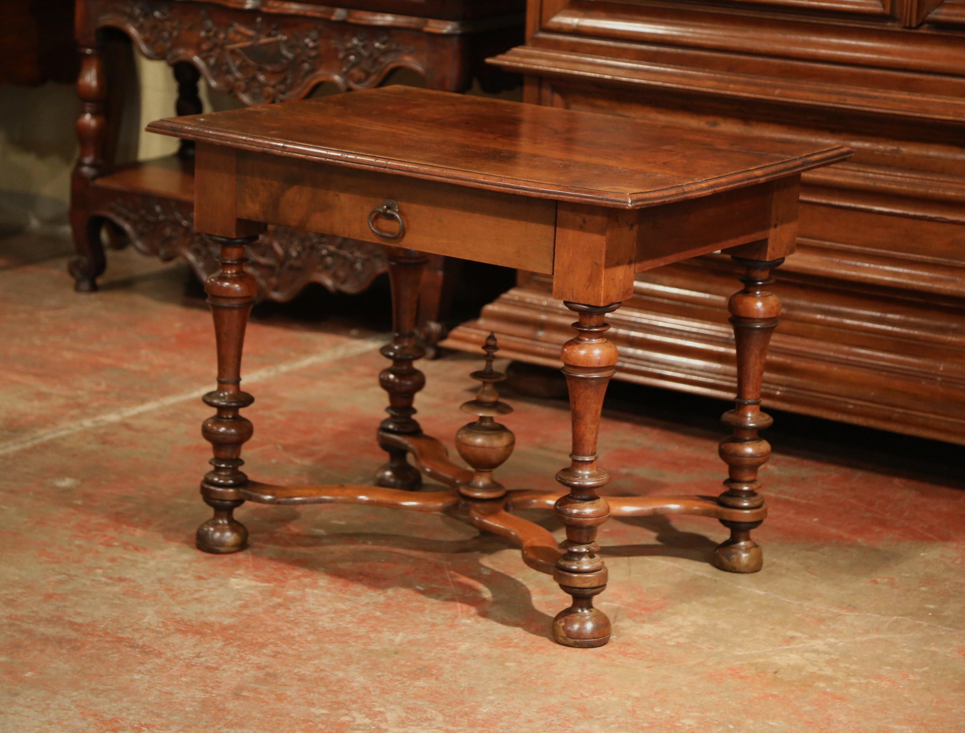 Mid-19th Century, French, Louis XIII Carved Walnut Table Desk with Turned Legs 3