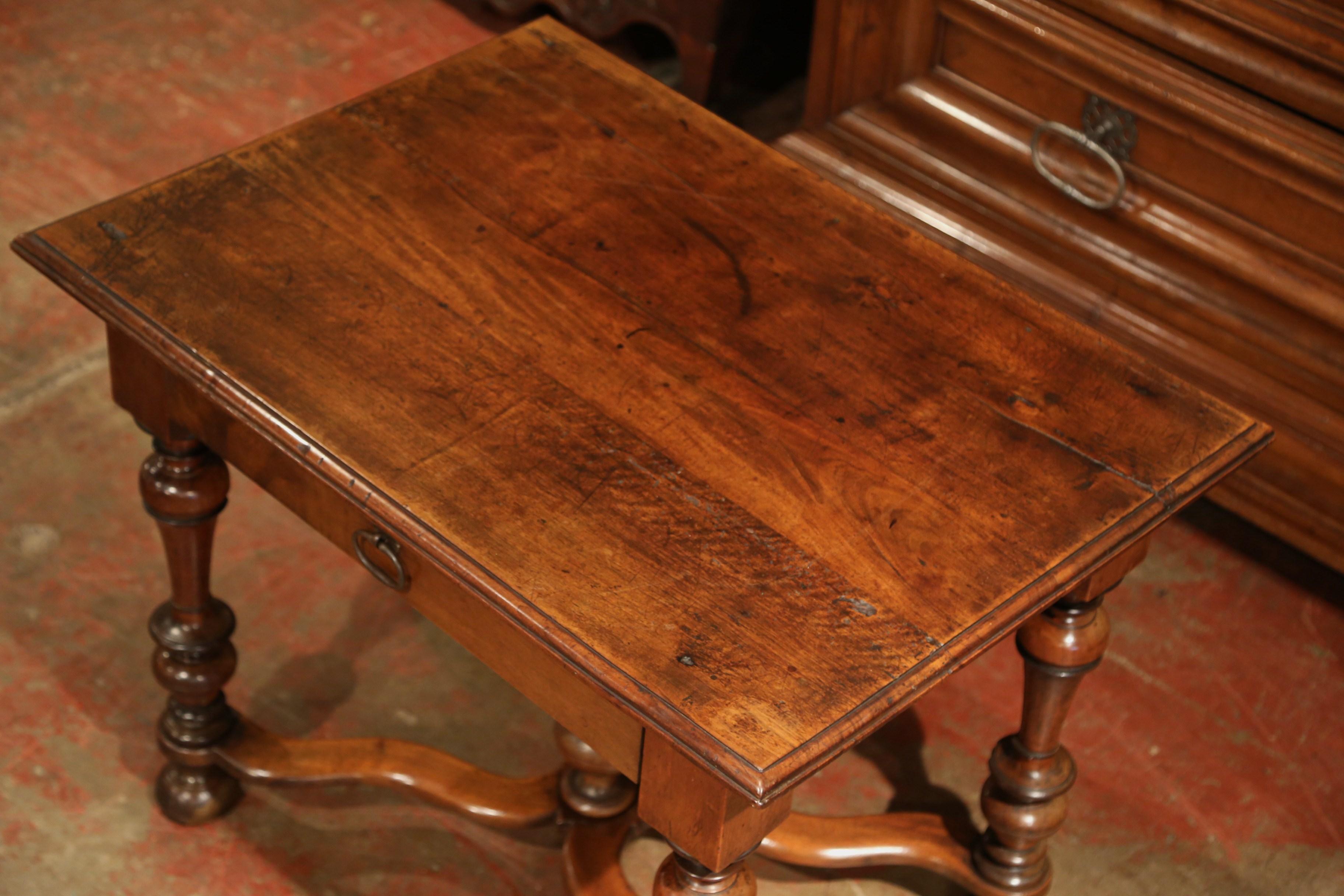 Mid-19th Century, French, Louis XIII Carved Walnut Table Desk with Turned Legs 6
