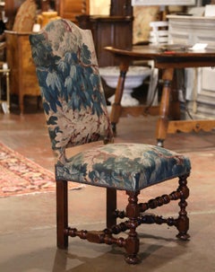 Mid-19th Century French Louis XIII Carved Walnut Turned Legs Desk Side Chair