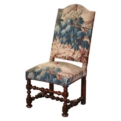 Mid-19th Century French Louis XIII Carved Walnut Turned Legs Desk Side Chair