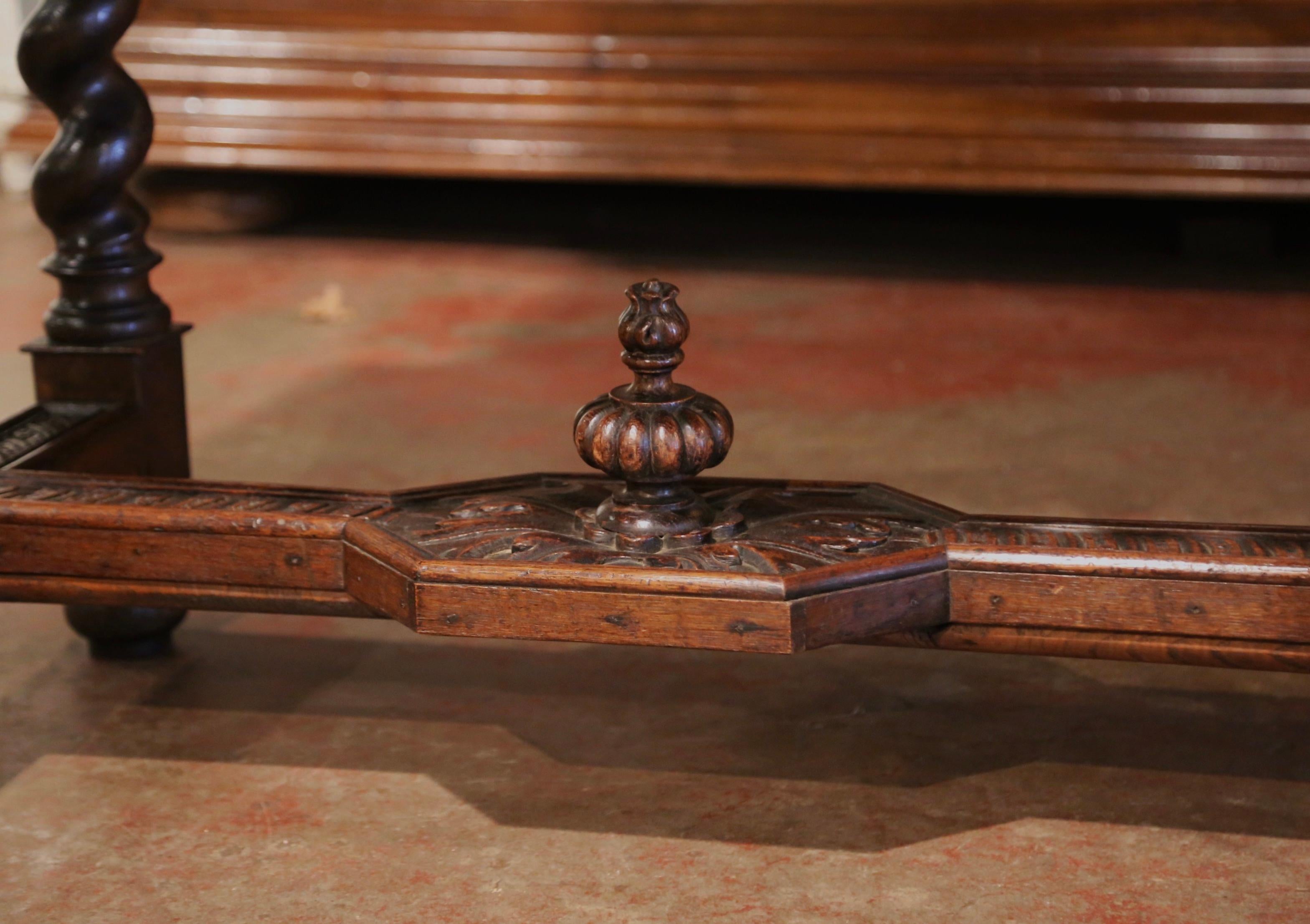 Mid-19th Century French Louis XIII Heavily Carved Oak Secretary Bookcase Desk For Sale 13