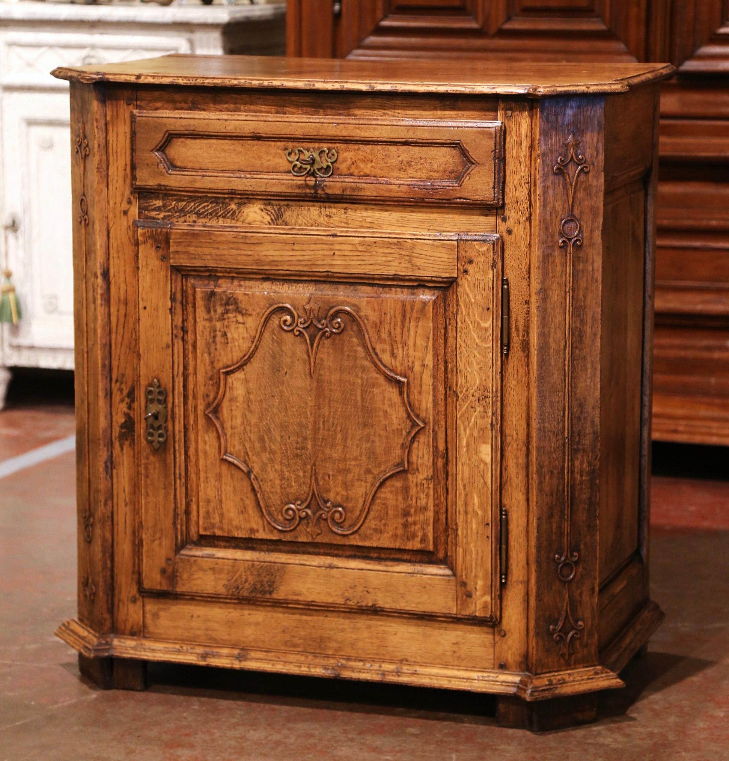 Mid-19th Century French Louis XIV Carved Oak and Chestnut Confiturier Cabinet 1