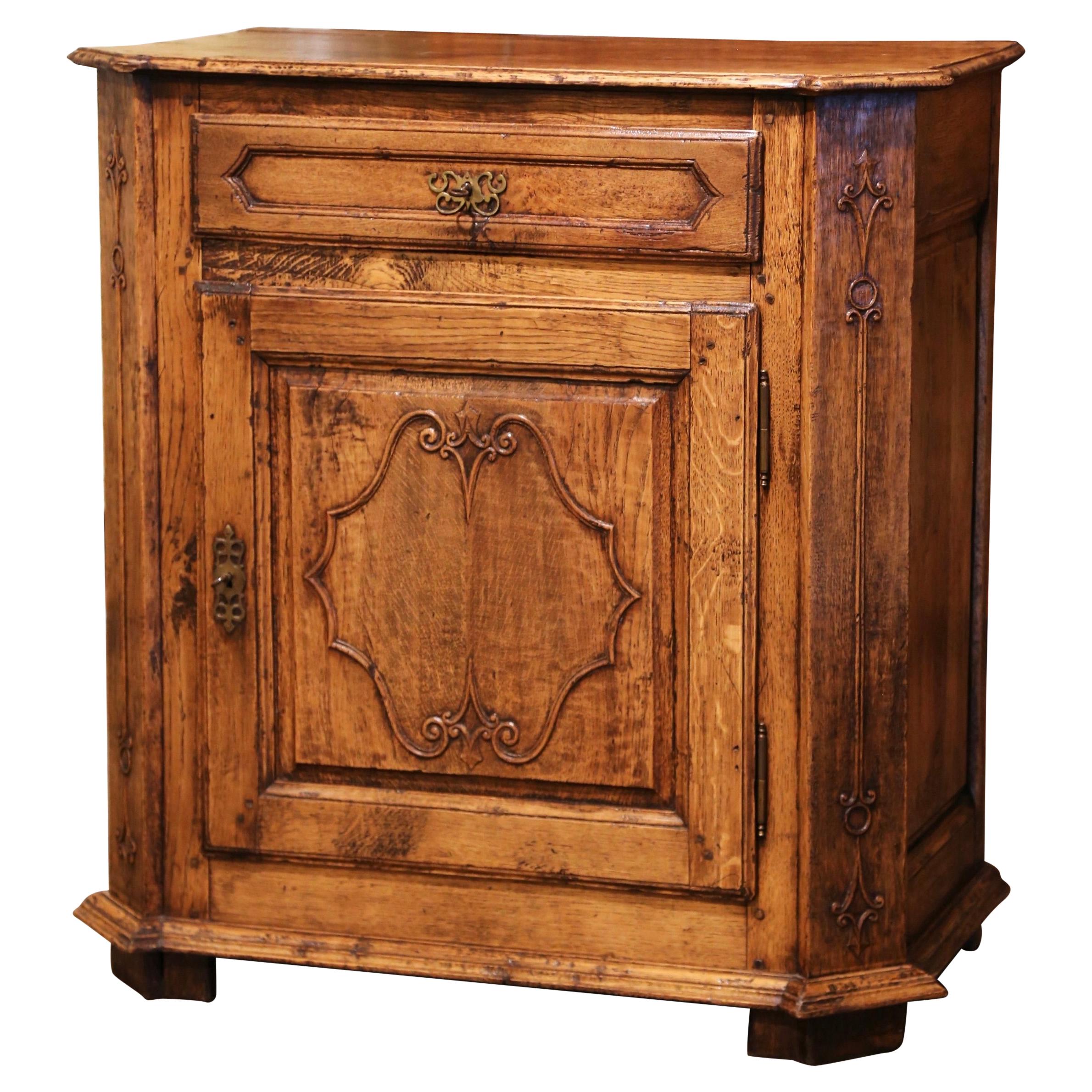 Mid-19th Century French Louis XIV Carved Oak and Chestnut Confiturier Cabinet