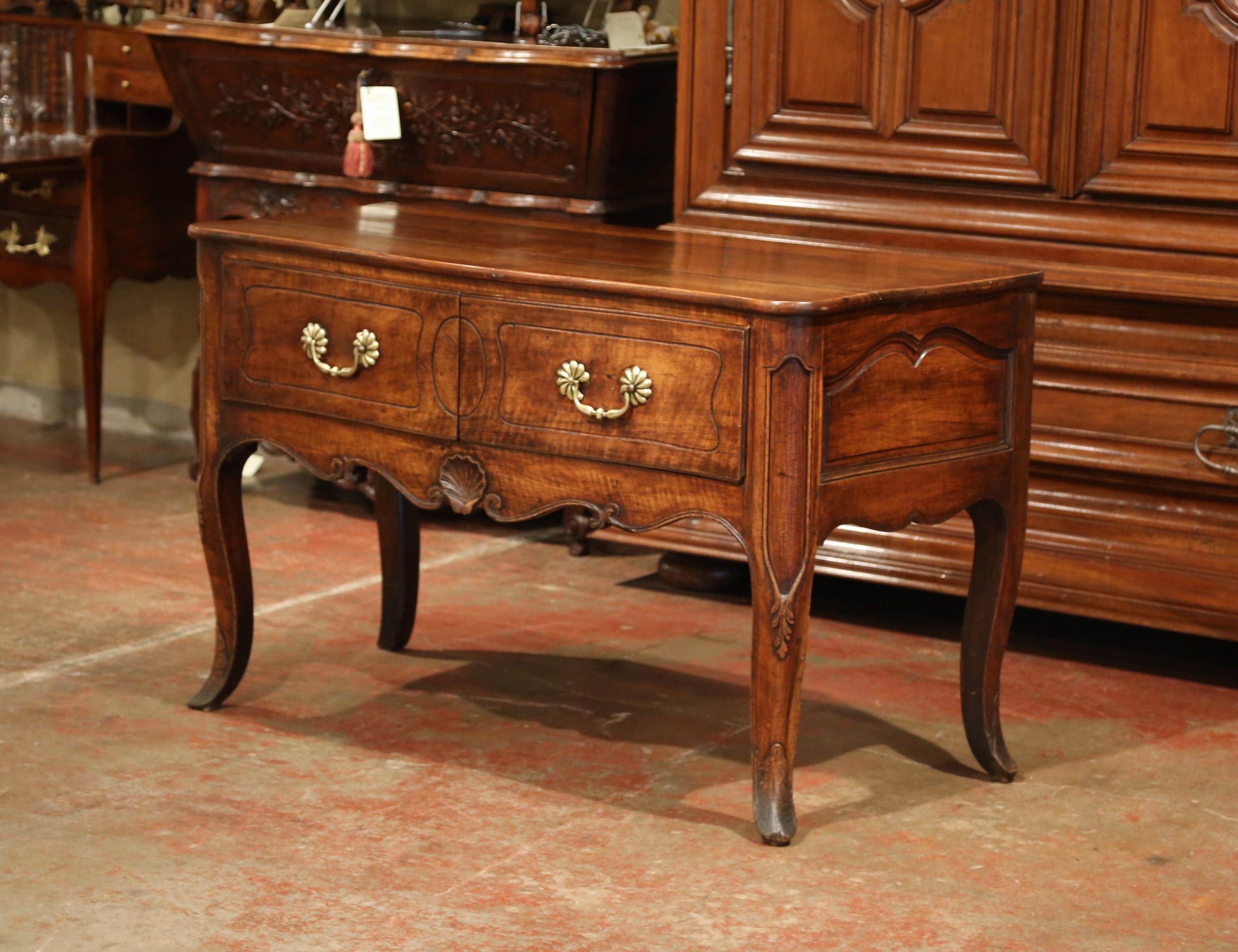 Mid-19th Century French Louis XIV Carved Walnut Console Table Chest of Drawers 6