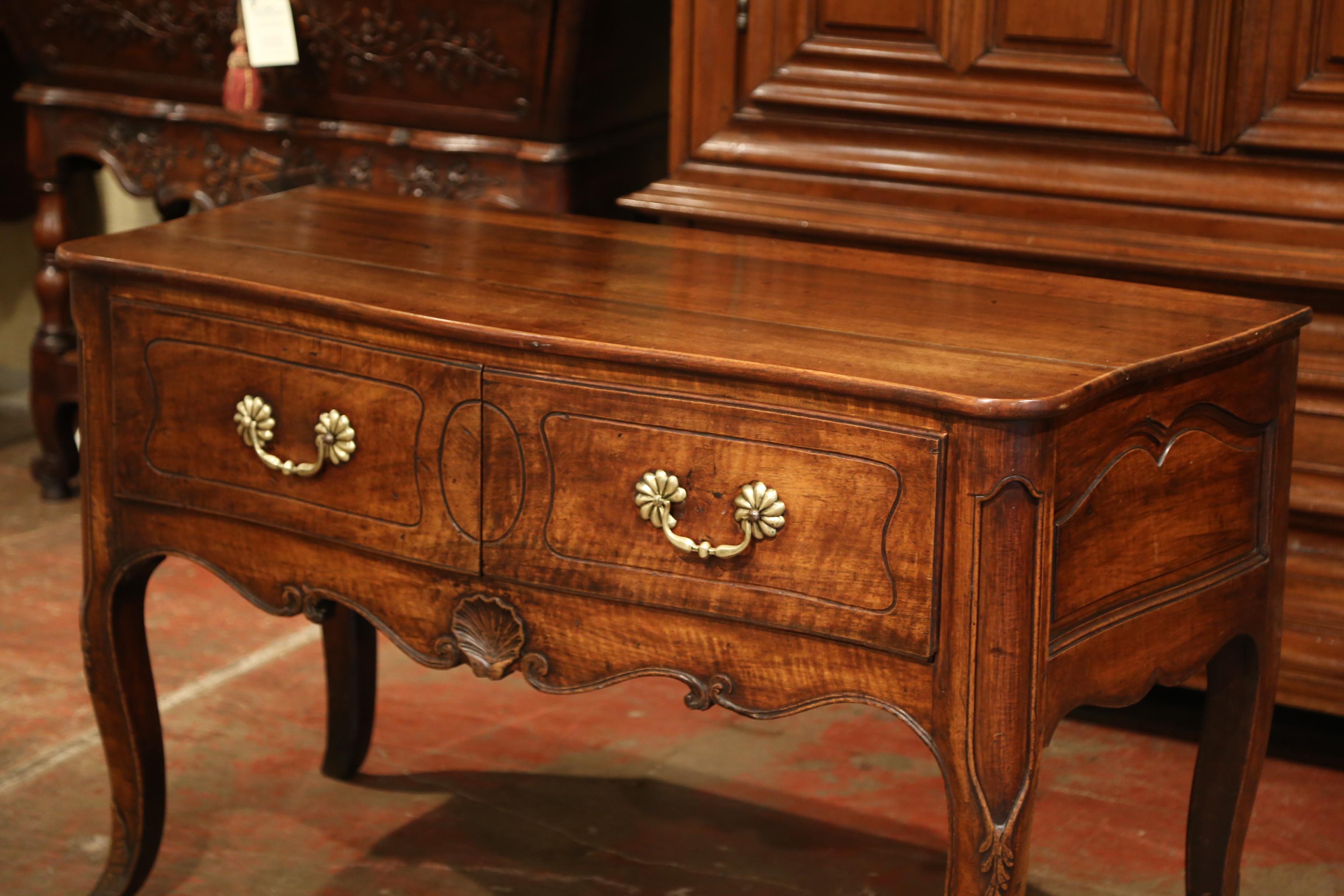 Mid-19th Century French Louis XIV Carved Walnut Console Table Chest of Drawers 7