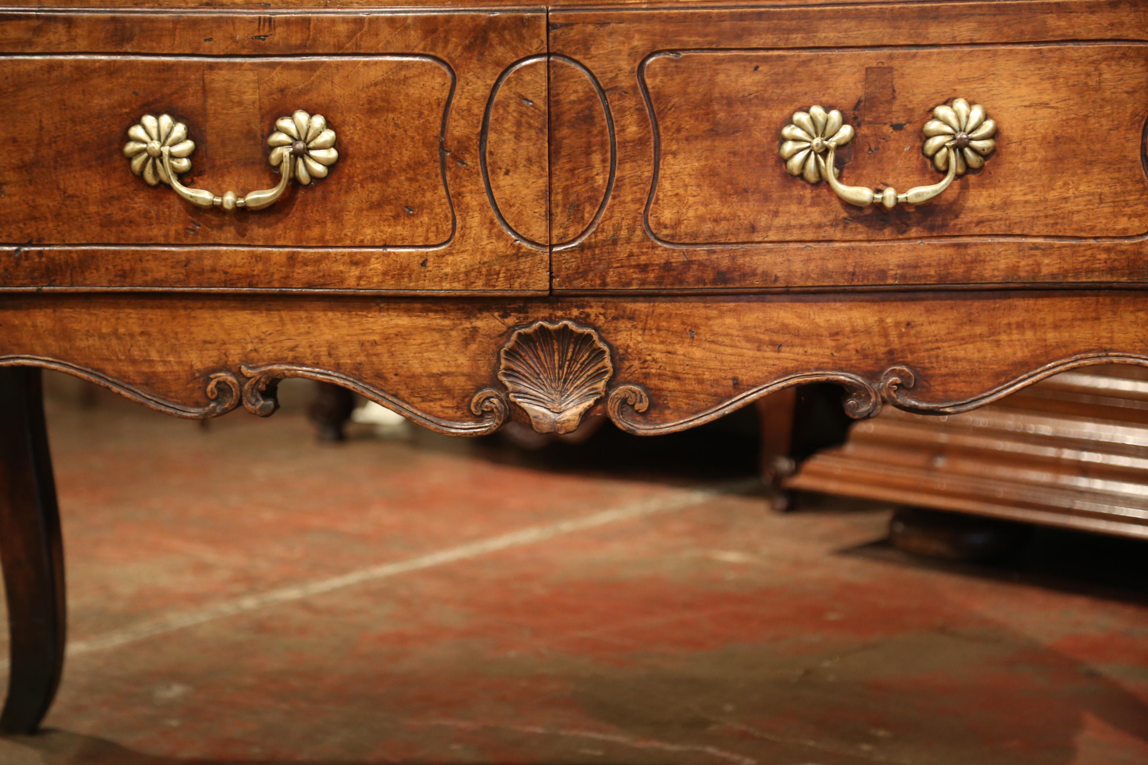 Mid-19th Century French Louis XIV Carved Walnut Console Table Chest of Drawers 8