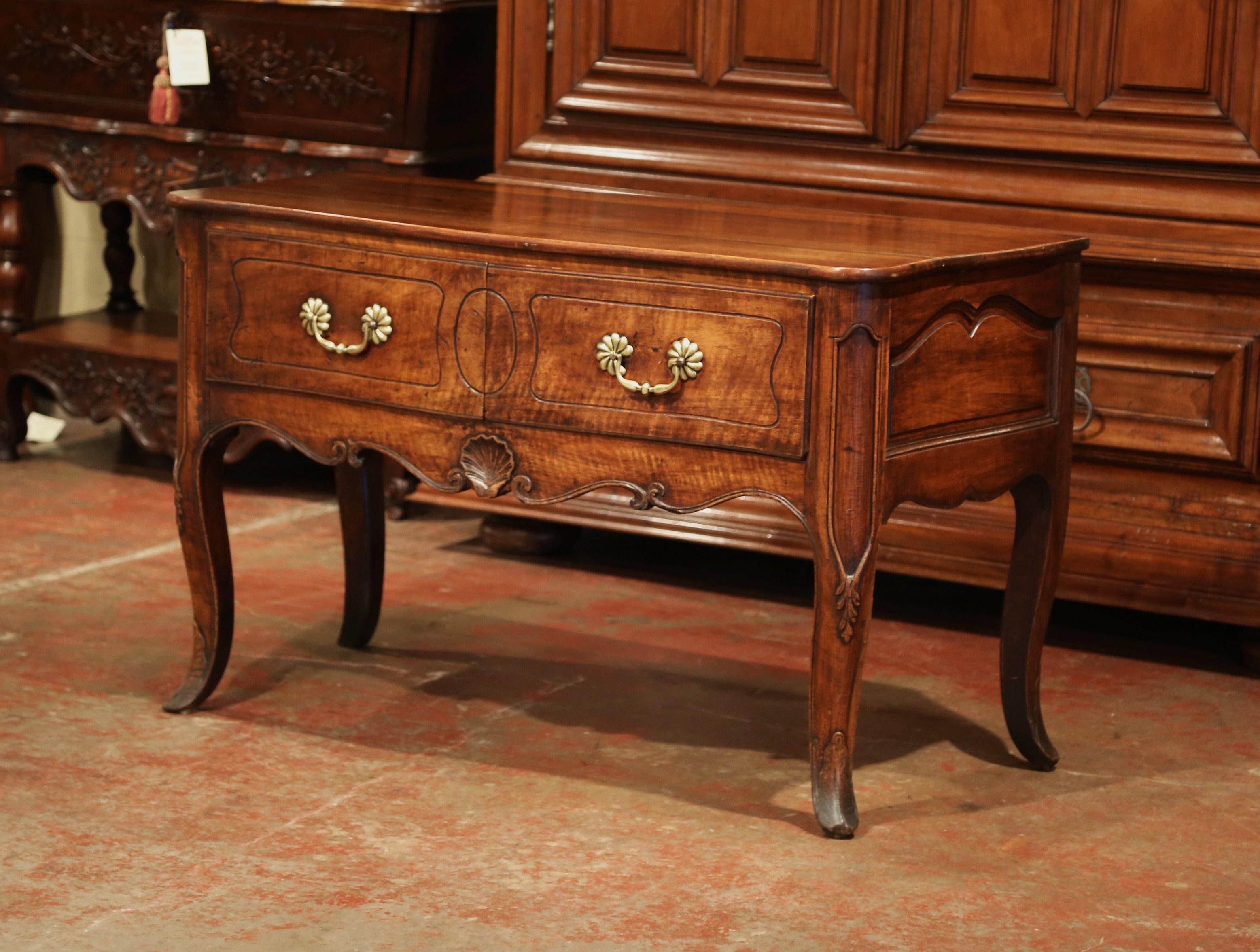 Mid-19th Century French Louis XIV Carved Walnut Console Table Chest of Drawers 2