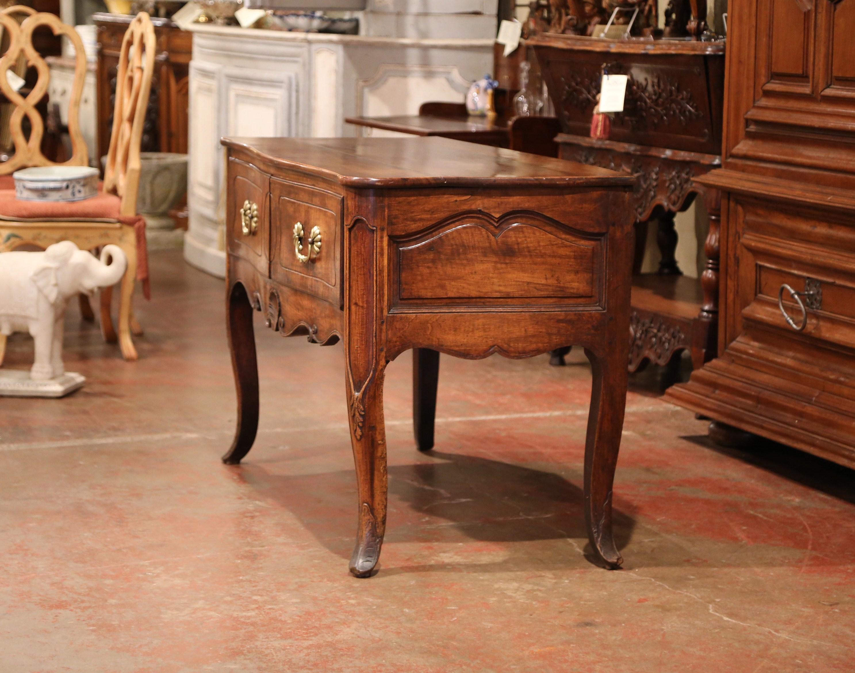 Mid-19th Century French Louis XIV Carved Walnut Console Table Chest of Drawers 3