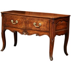 Mid-19th Century French Louis XIV Carved Walnut Console Table Chest of Drawers