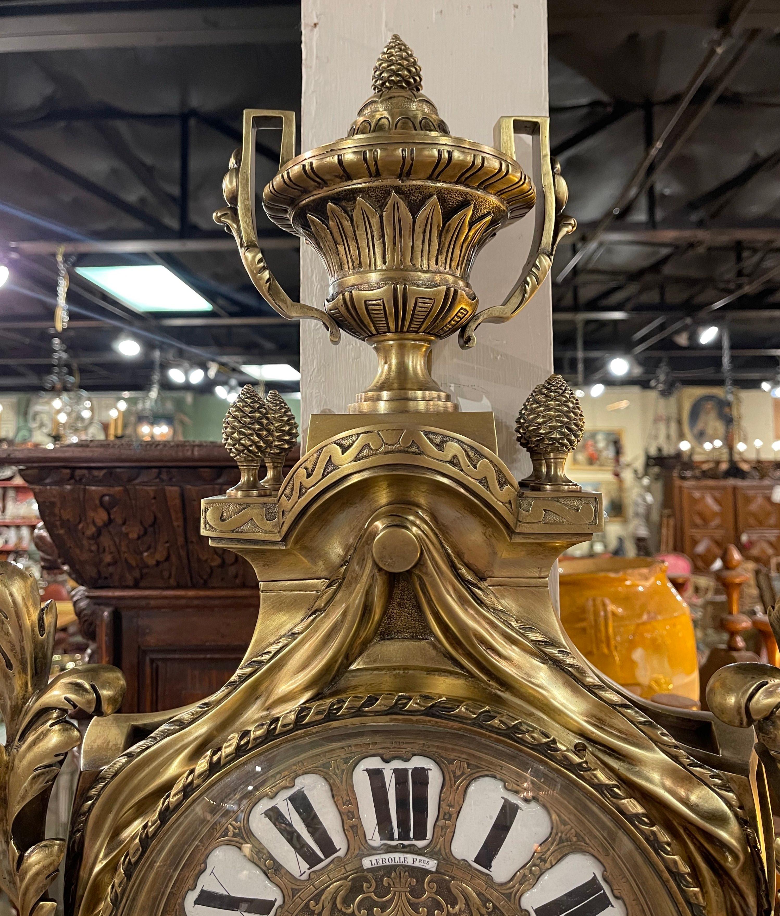Mid-19th Century French Louis XV Bronze Dore Cartel Wall Clock by Lerolle Freres 3