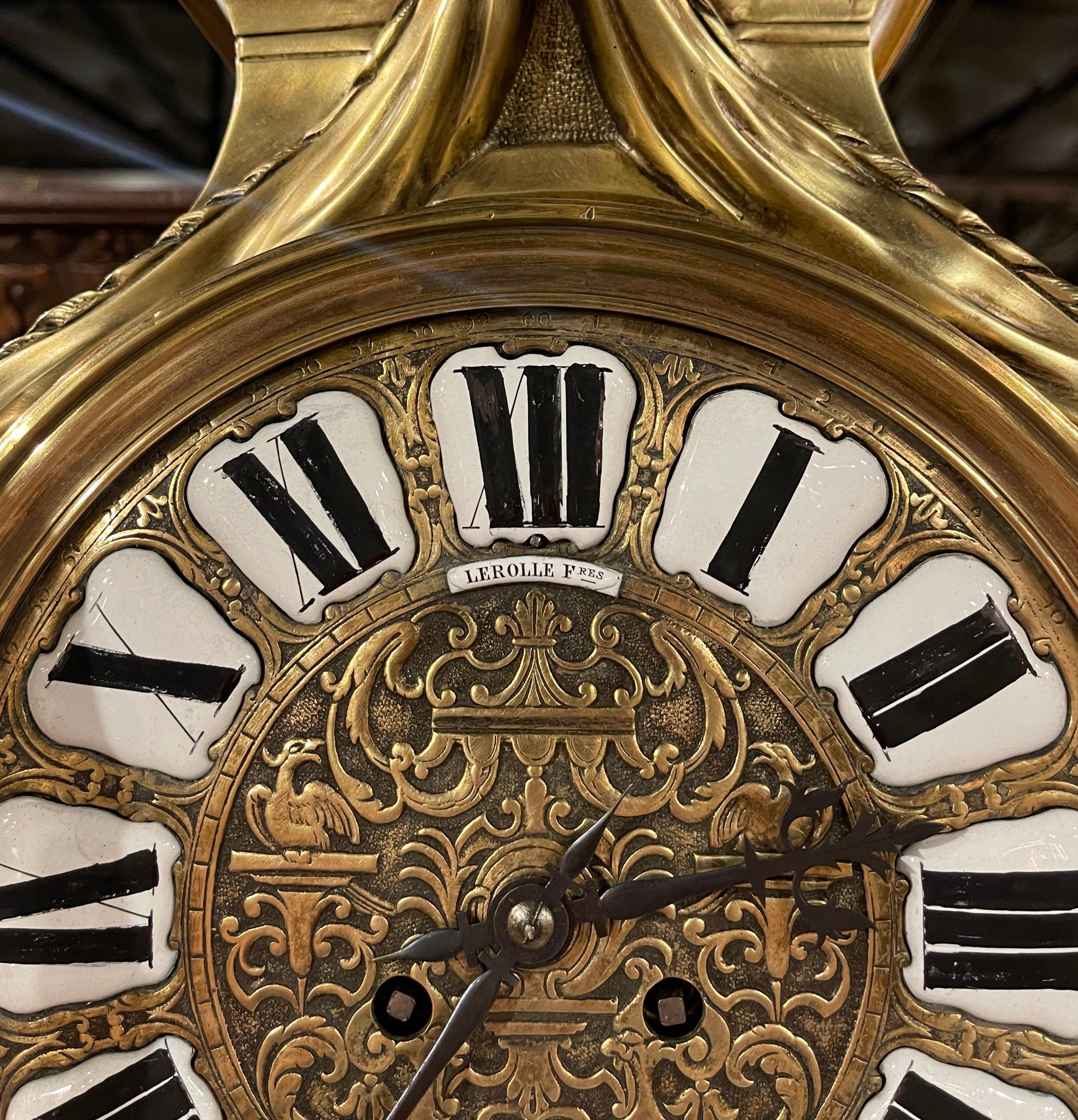 Mid-19th Century French Louis XV Bronze Dore Cartel Wall Clock by Lerolle Freres 5
