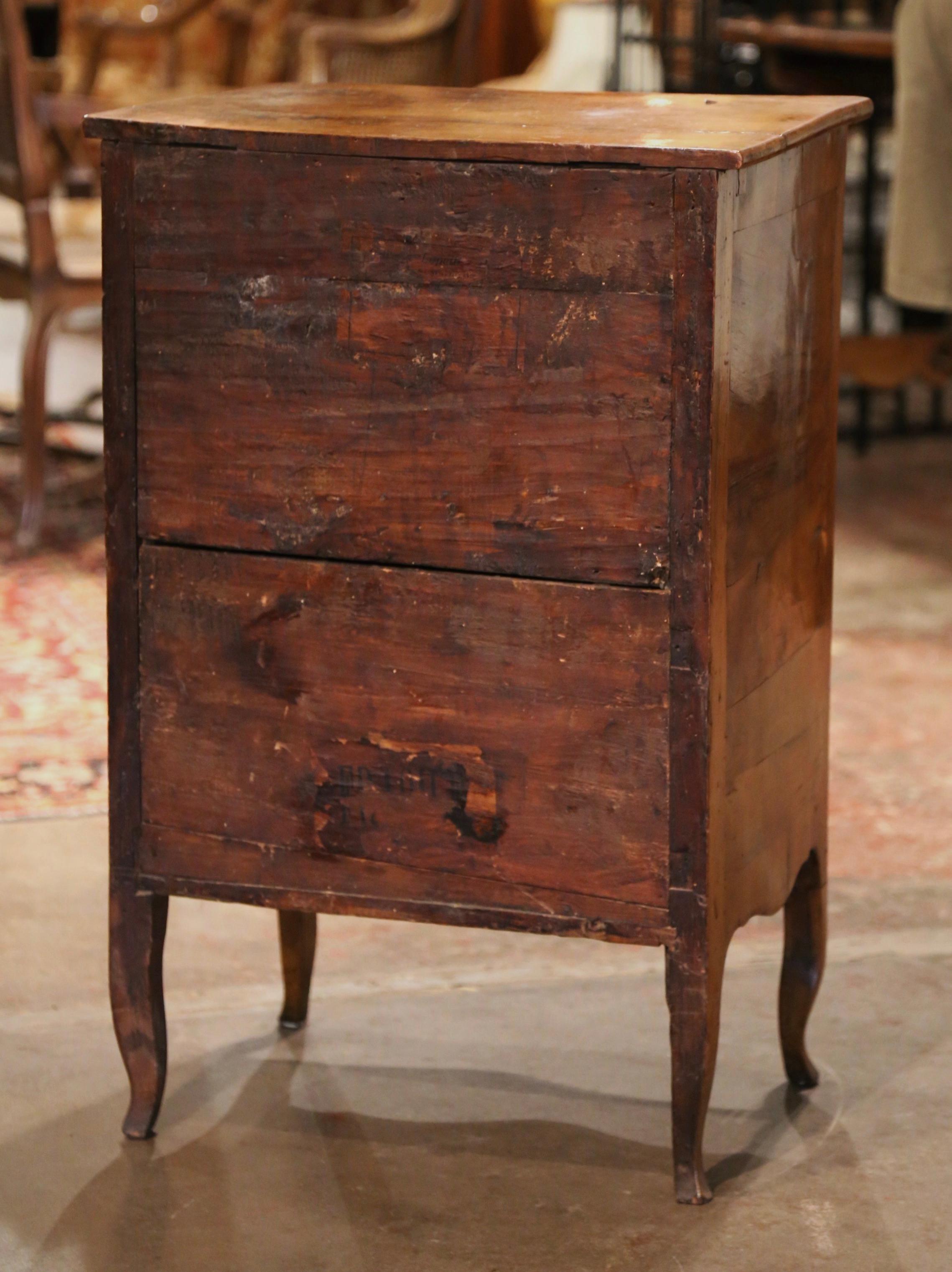 Mid-19th Century French Louis XV Walnut Marquetry Bedside Cabinet Confiturier 6