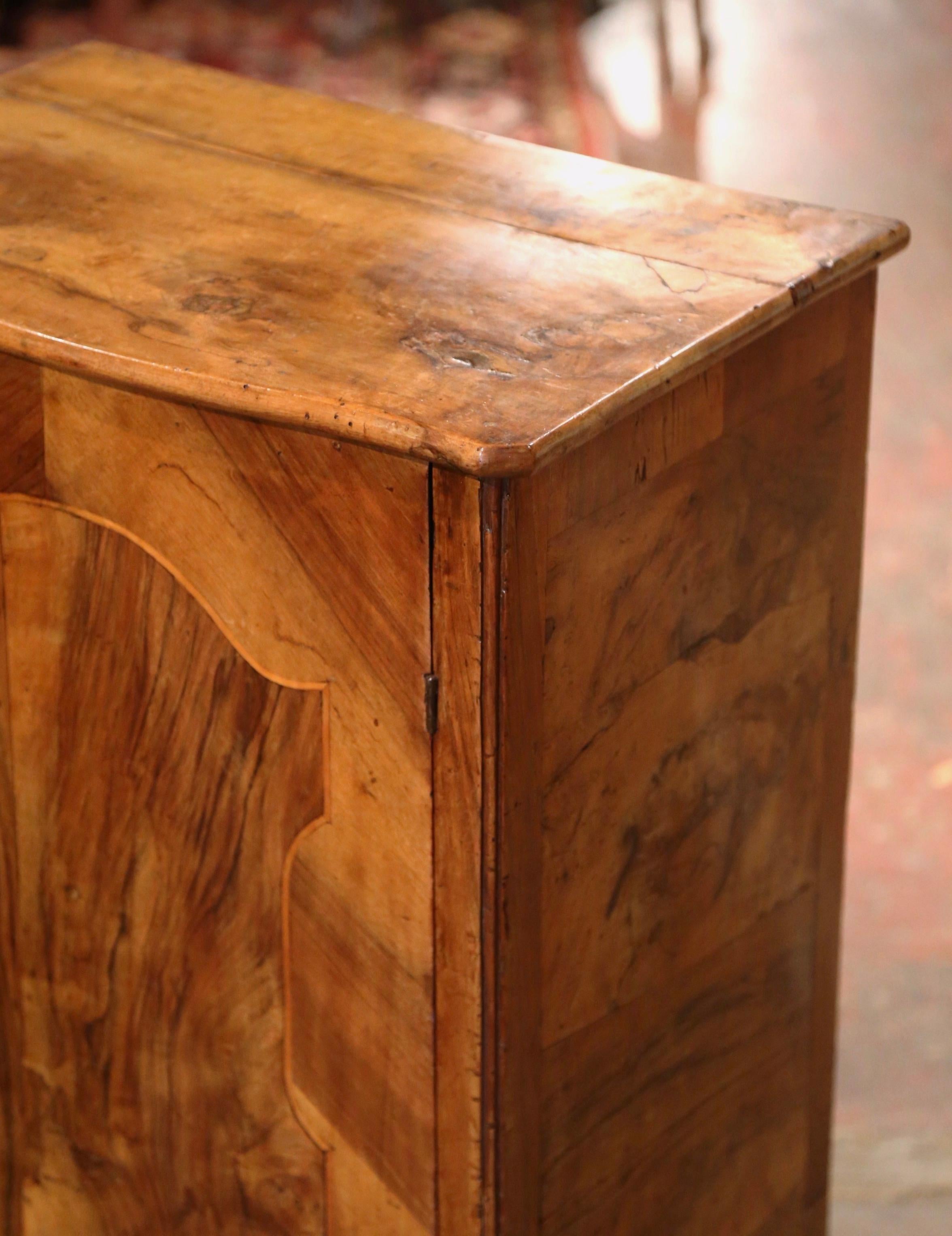 Mid-19th Century French Louis XV Walnut Marquetry Bedside Cabinet Confiturier In Excellent Condition In Dallas, TX