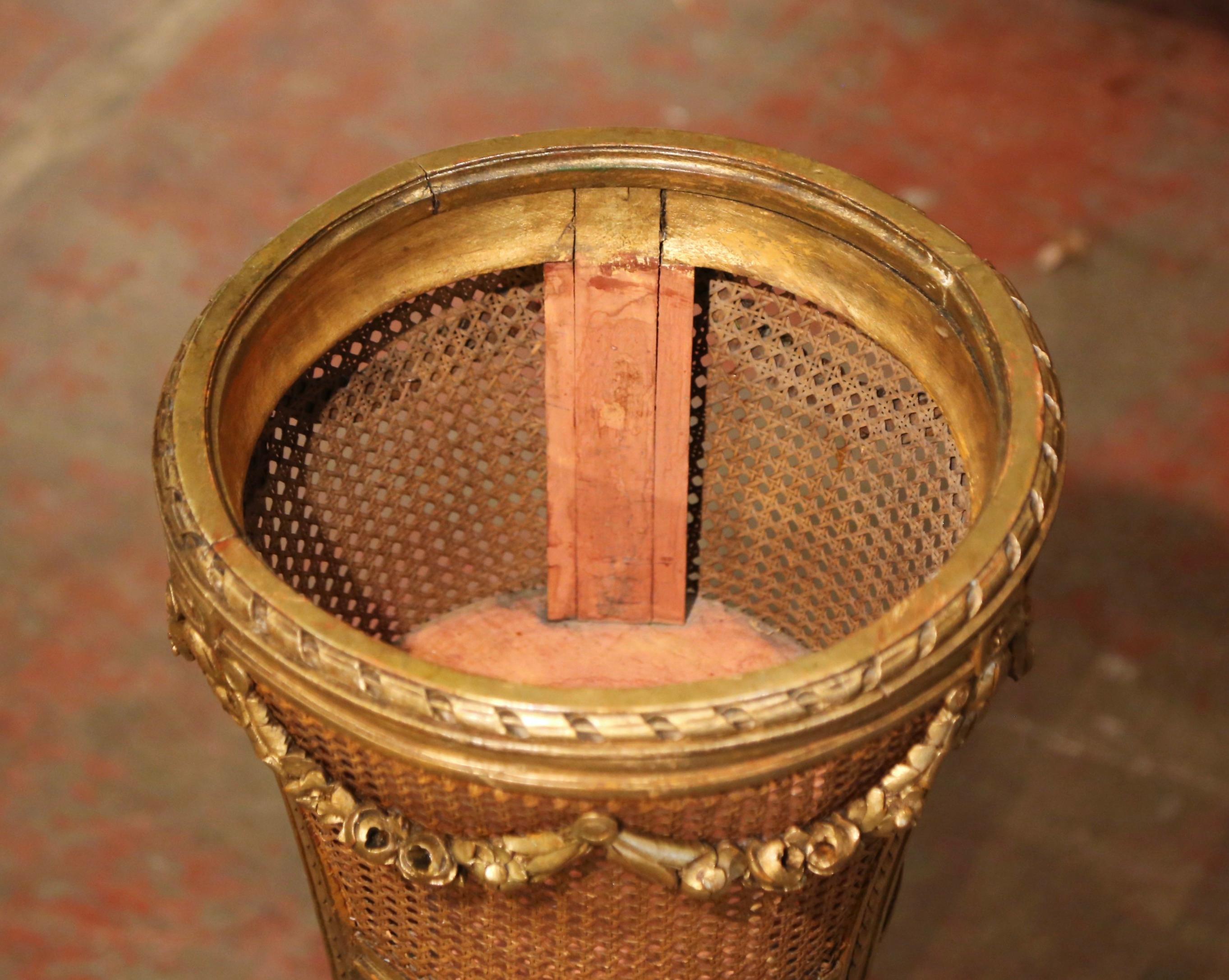 Mid-19th Century French Louis XVI Carved Gilt Wood and Cane Plant Stand 10