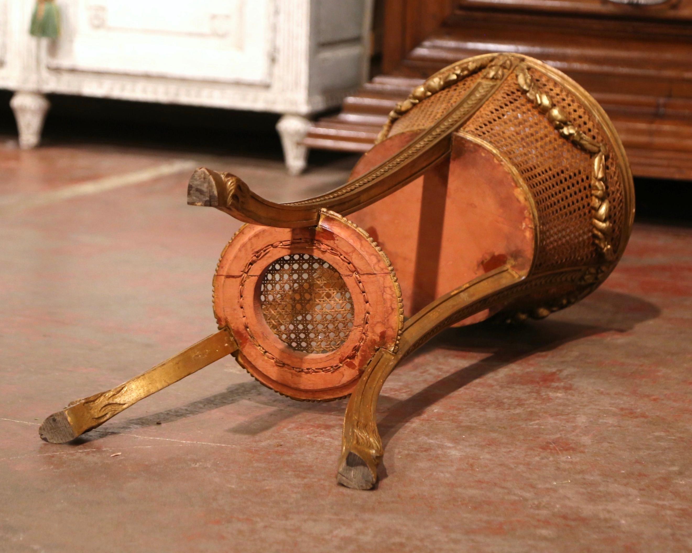 Mid-19th Century French Louis XVI Carved Gilt Wood and Cane Plant Stand 11