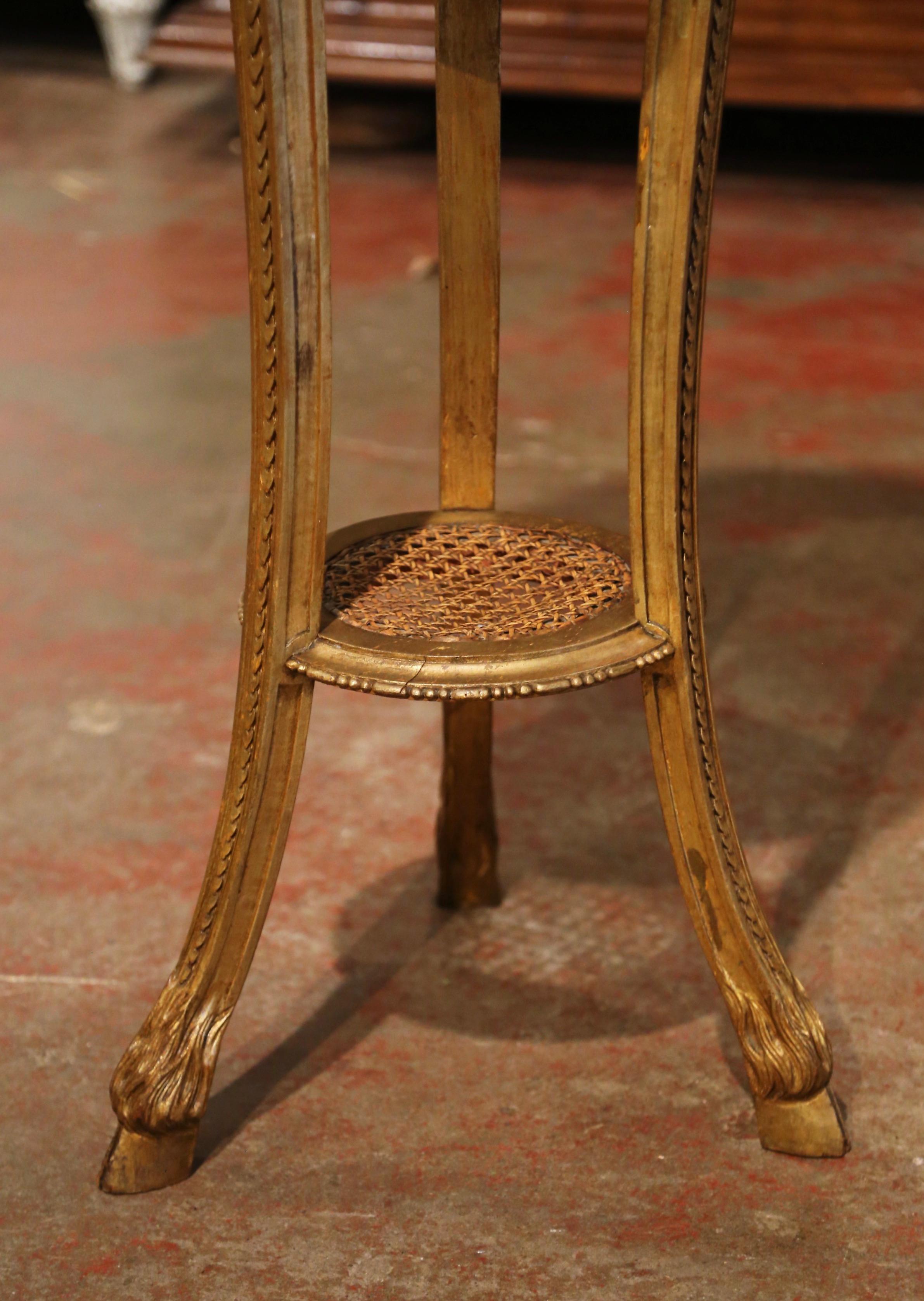 Mid-19th Century French Louis XVI Carved Gilt Wood and Cane Plant Stand 2
