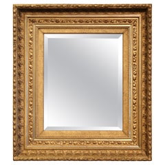 Mid-19th Century French Louis XVI Carved Giltwood Wall Mirror with Beveled Glass