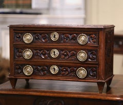 Mid-19th Century French Louis XVI Carved Oak Miniature Commode Chest of Drawers