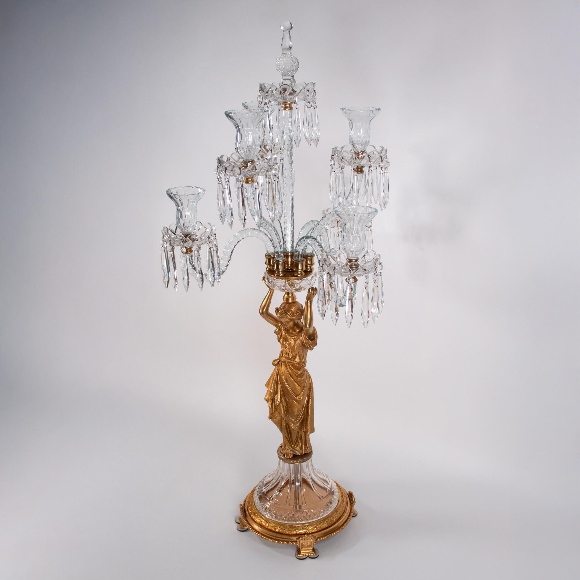 Mitte des 19. Jahrhunderts Französisch Louis XVI Revival Ormolu und Kristall Kandelaber im Angebot 7