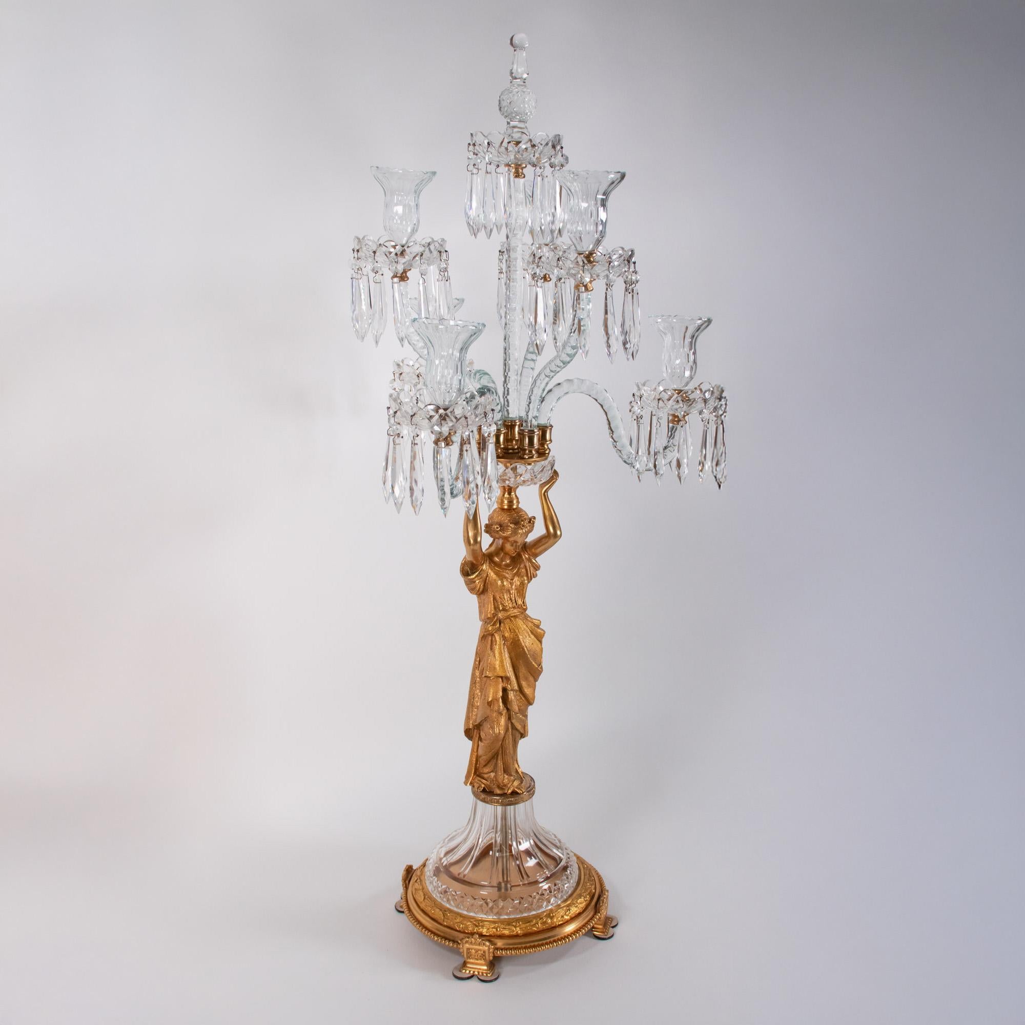 Mitte des 19. Jahrhunderts Französisch Louis XVI Revival Ormolu und Kristall Kandelaber im Angebot 8