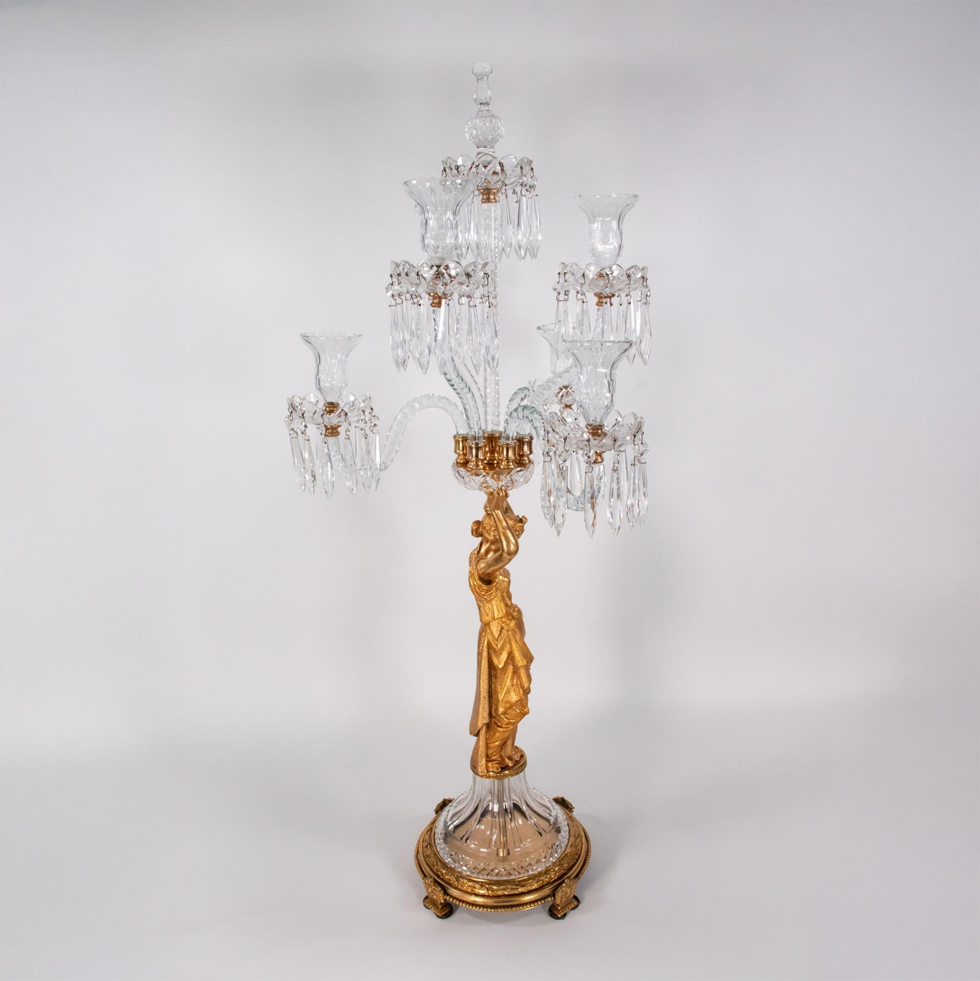 Mitte des 19. Jahrhunderts Französisch Louis XVI Revival Ormolu und Kristall Kandelaber im Angebot 10