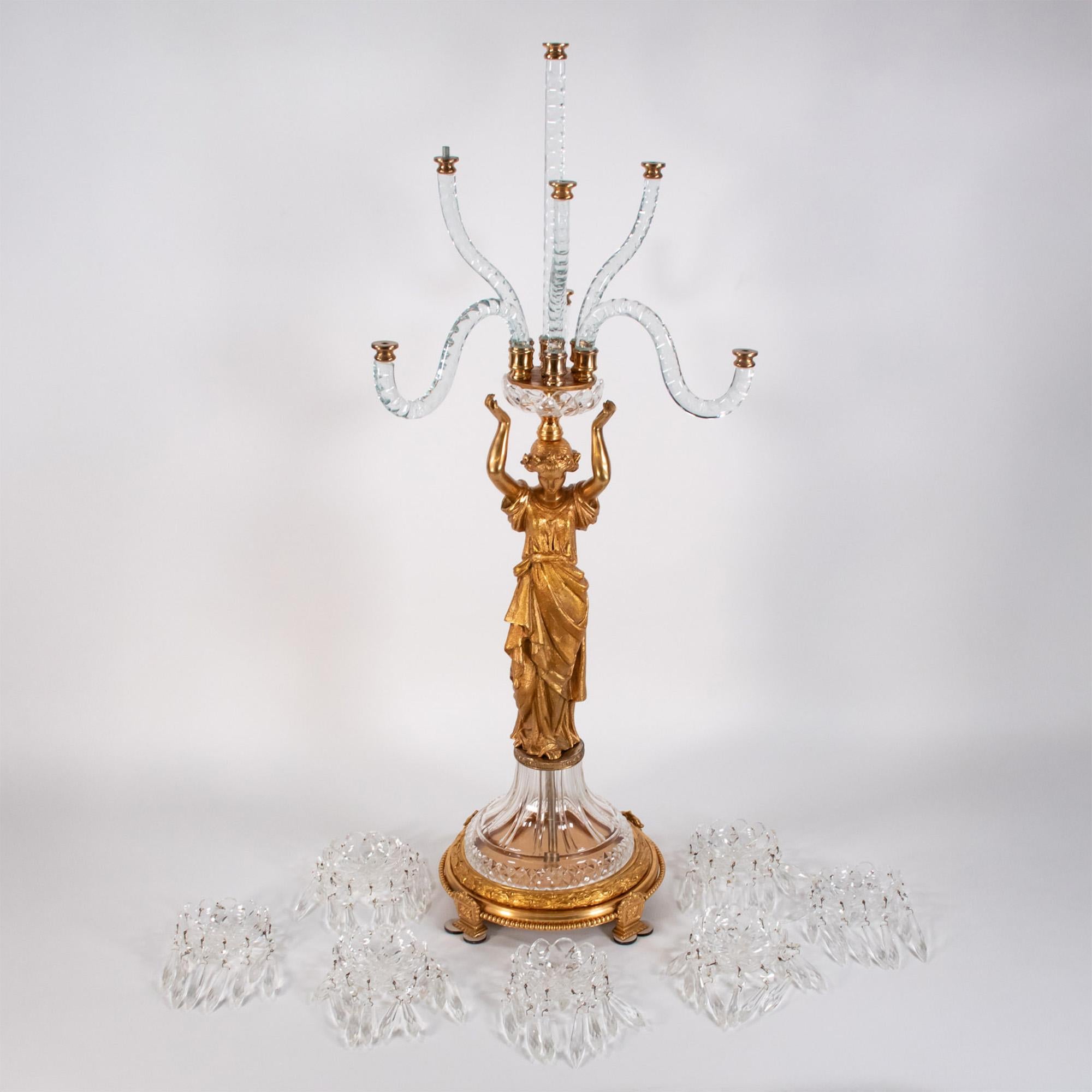 Mitte des 19. Jahrhunderts Französisch Louis XVI Revival Ormolu und Kristall Kandelaber im Angebot 14