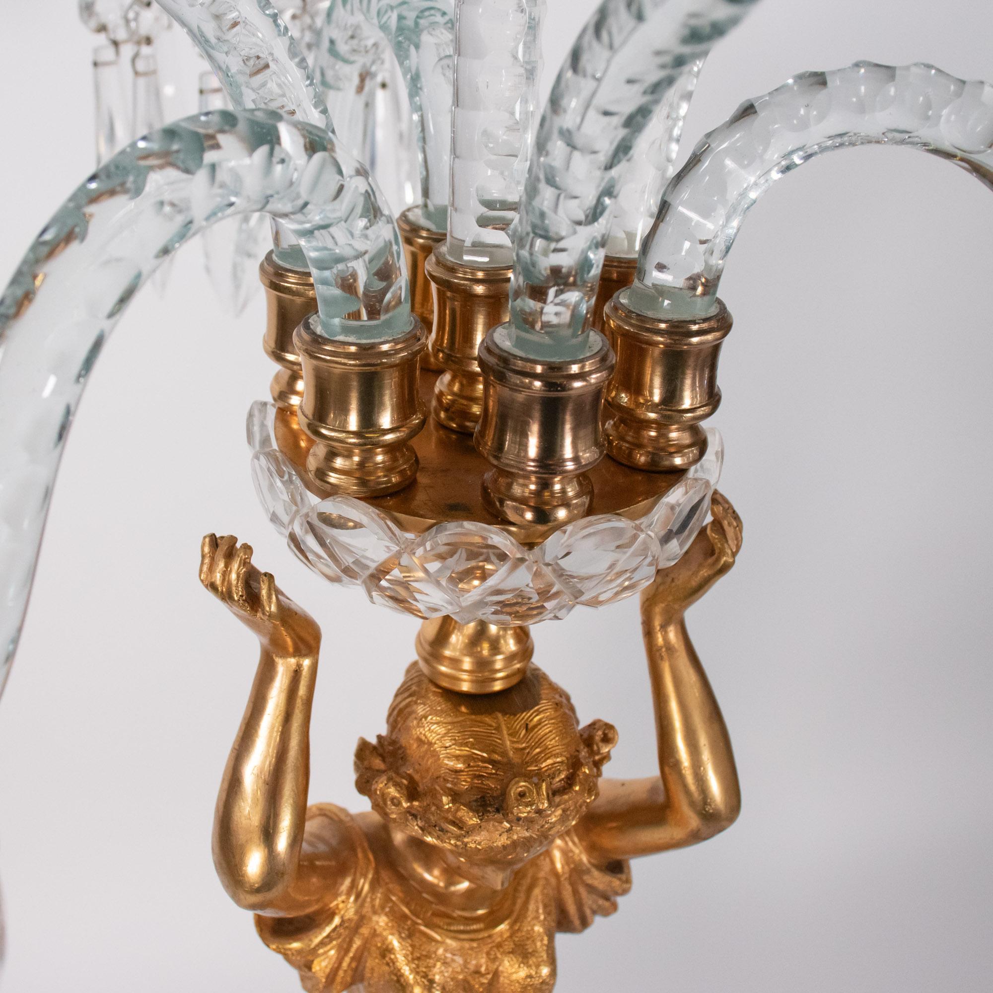 Mitte des 19. Jahrhunderts Französisch Louis XVI Revival Ormolu und Kristall Kandelaber im Zustand „Gut“ im Angebot in Chicago, IL