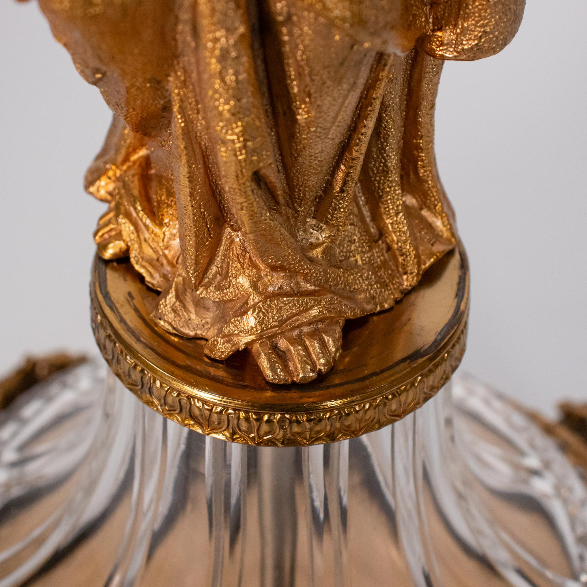 Mitte des 19. Jahrhunderts Französisch Louis XVI Revival Ormolu und Kristall Kandelaber im Angebot 4