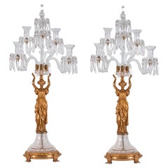 Mid 19th Century French Louis XVI Revival Ormolu and Crystal Candelabra