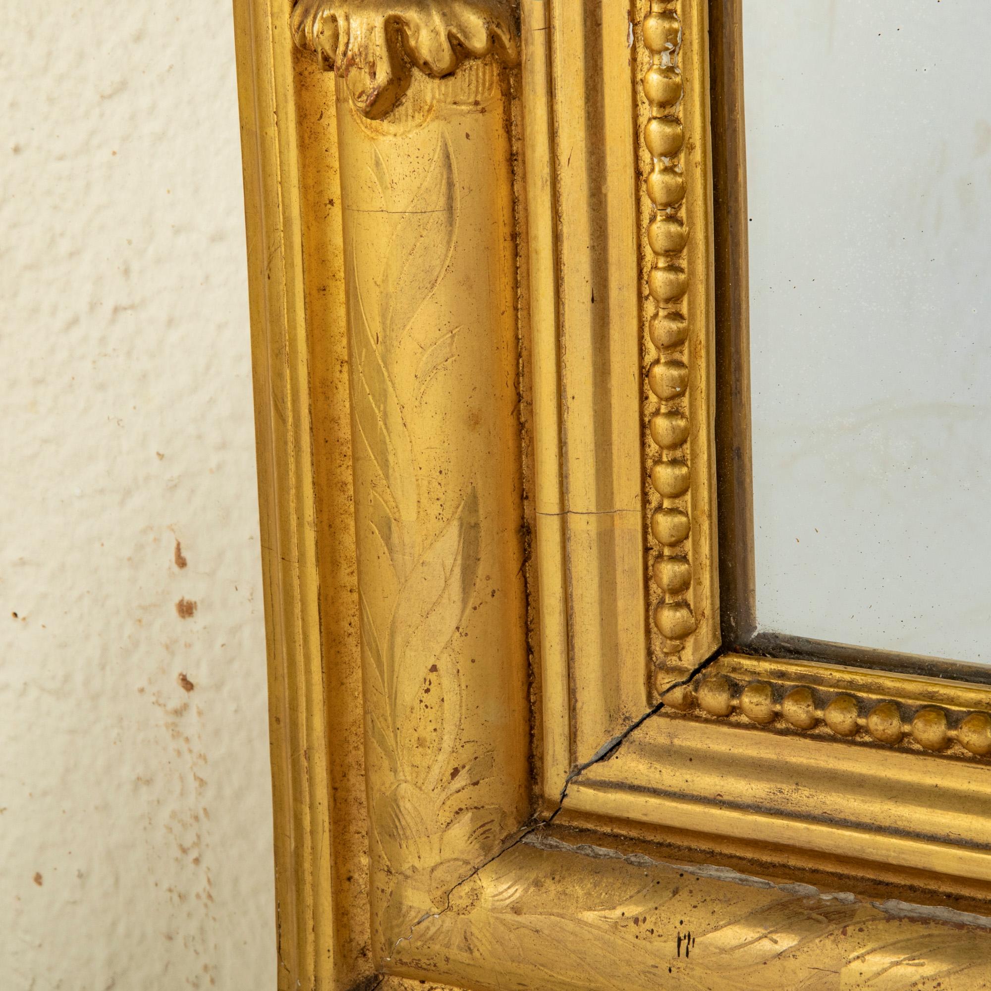 Mid-19th Century French Louis XVI Style Giltwood Mirror with Urn Motif 8