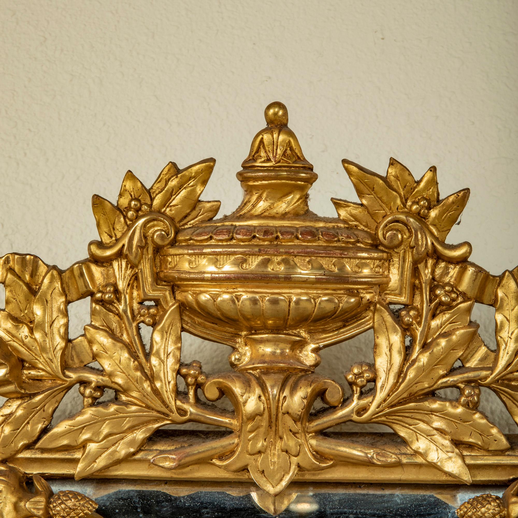 Mid-19th Century French Louis XVI Style Giltwood Mirror with Urn Motif 3