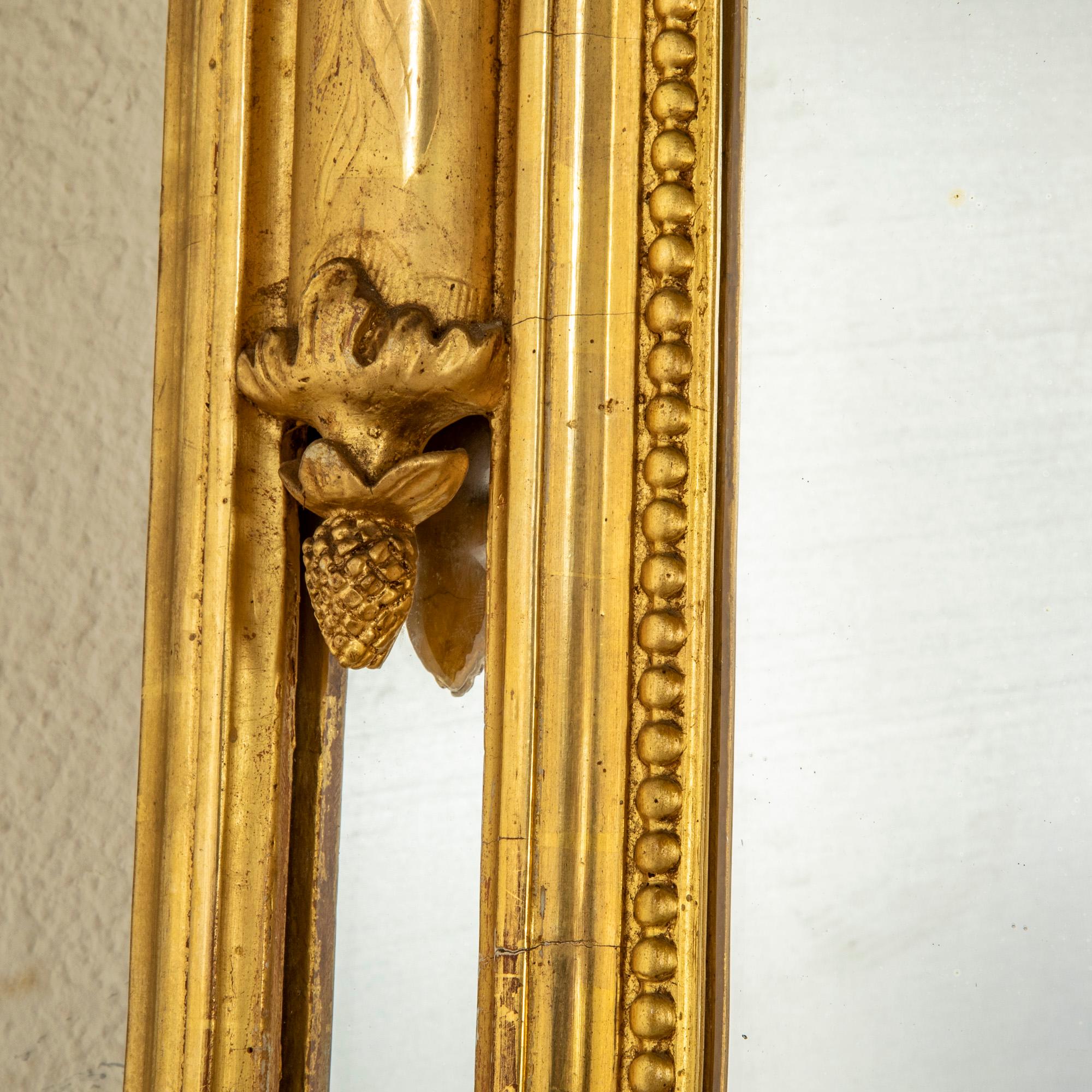 Mid-19th Century French Louis XVI Style Giltwood Mirror with Urn Motif 5