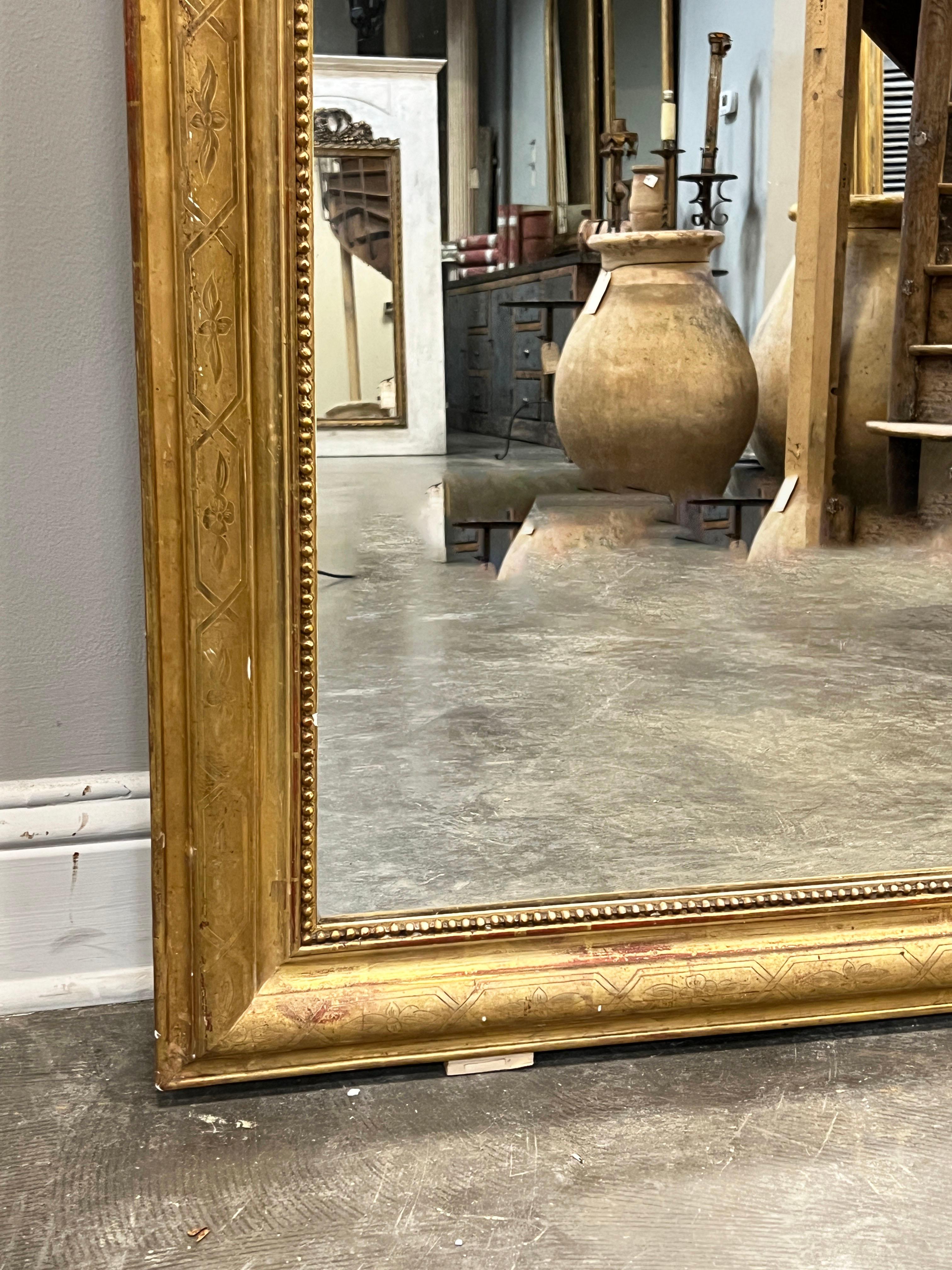 Mid 19th Century French Louis XVI Style Gold Gilt Mirror In Good Condition For Sale In Houston, US