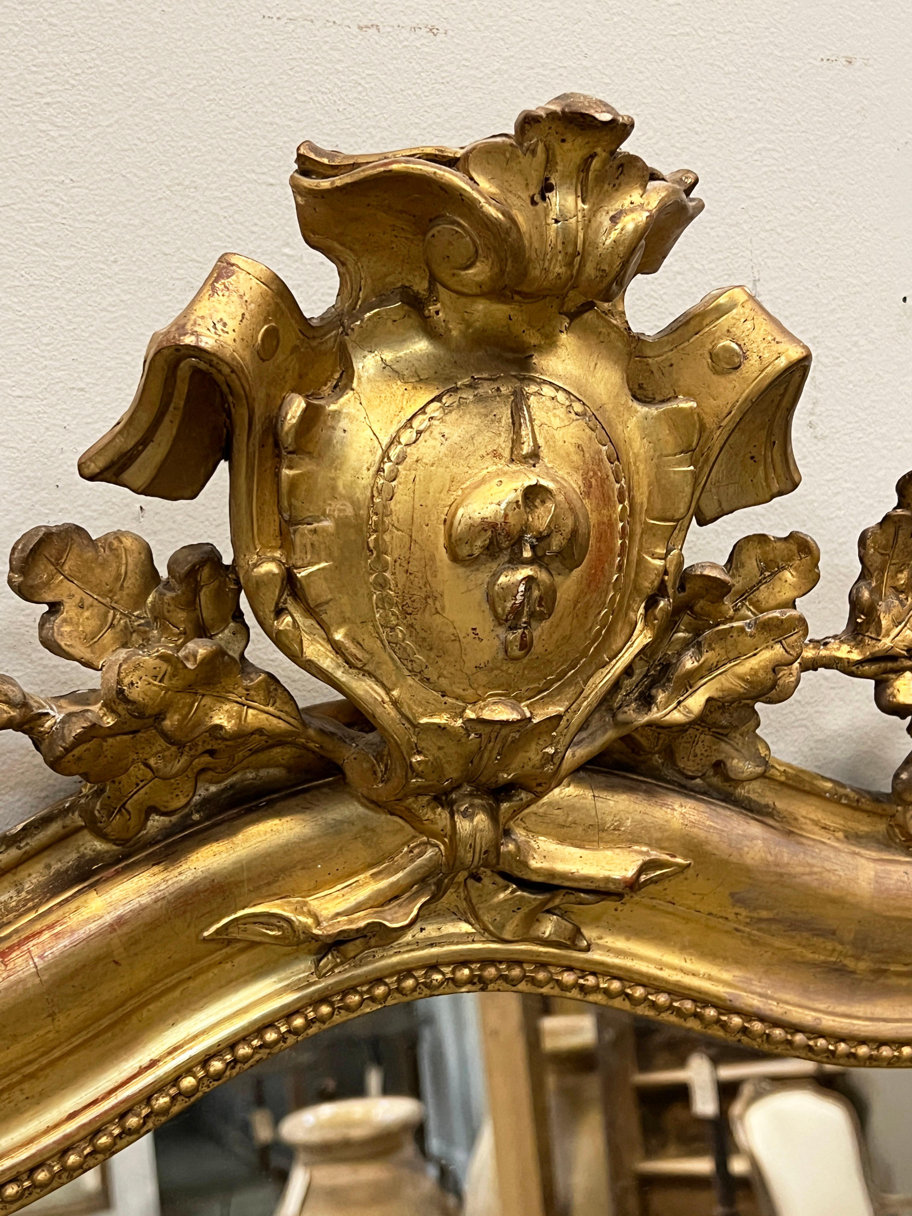 Mid 19th Century French Louis XVI Style Gold Gilt Mirror For Sale 1