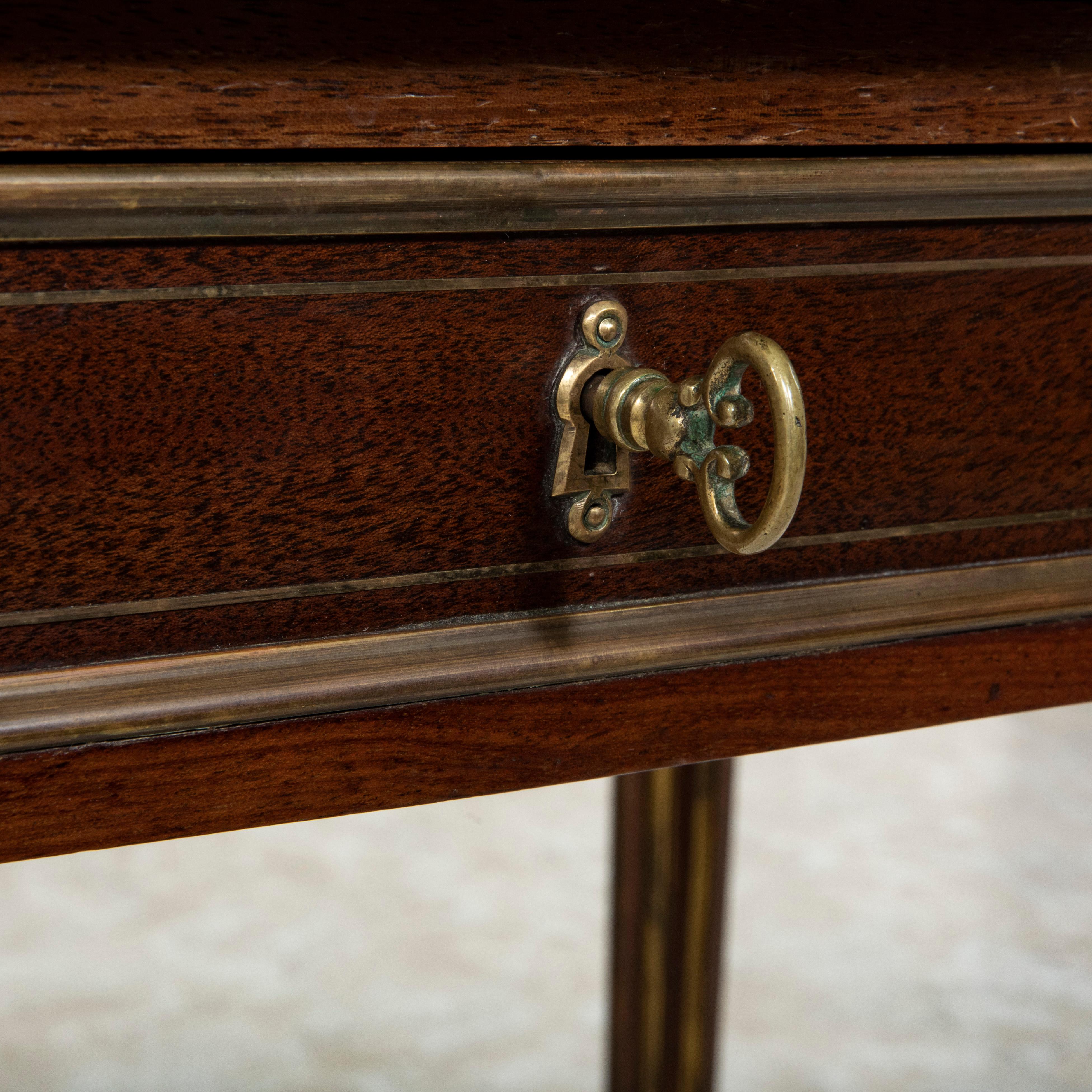 Mid-19th Century French Louis XVI Style Mahogany and Bronze Desk, Leather Top 10