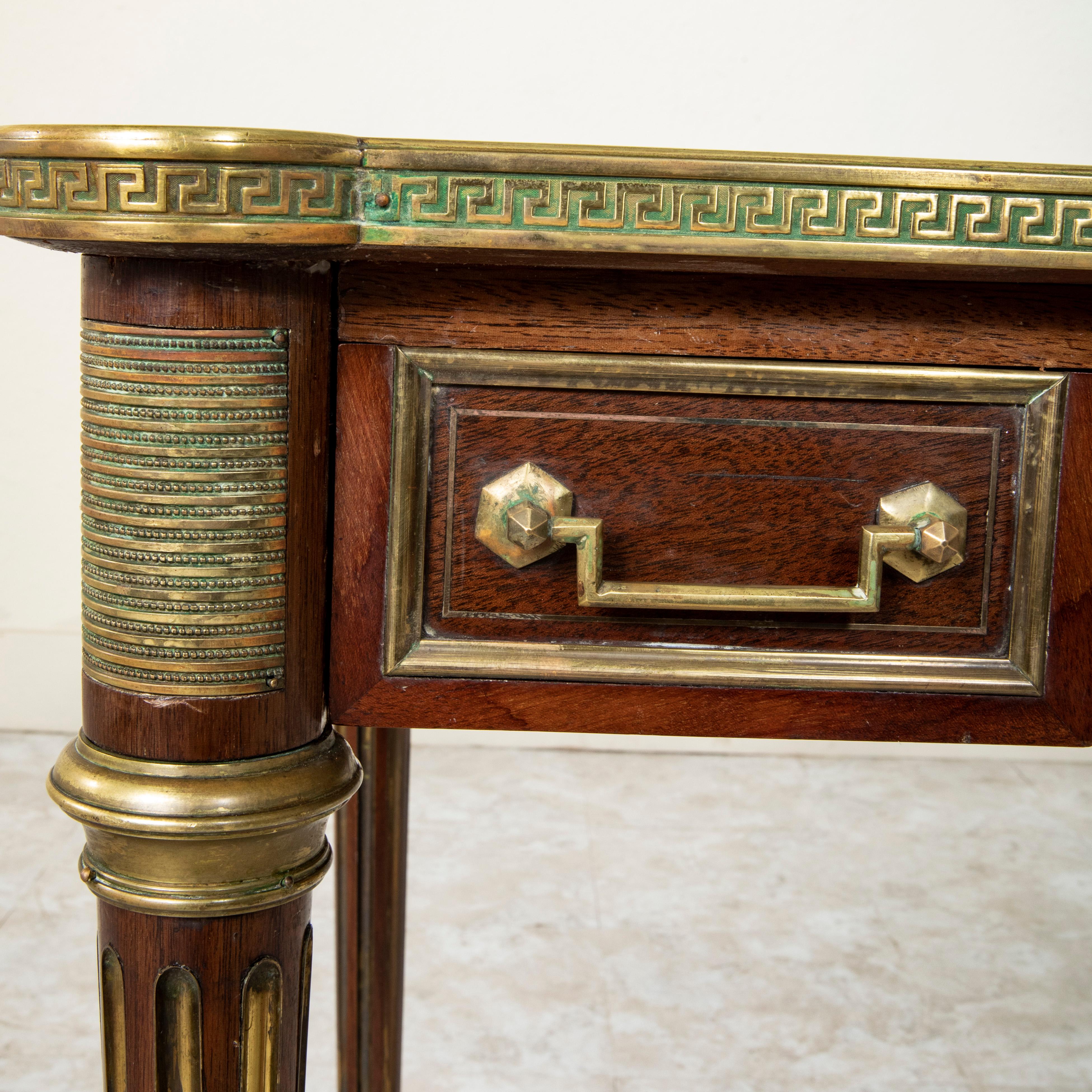 Mid-19th Century French Louis XVI Style Mahogany and Bronze Desk, Leather Top 11