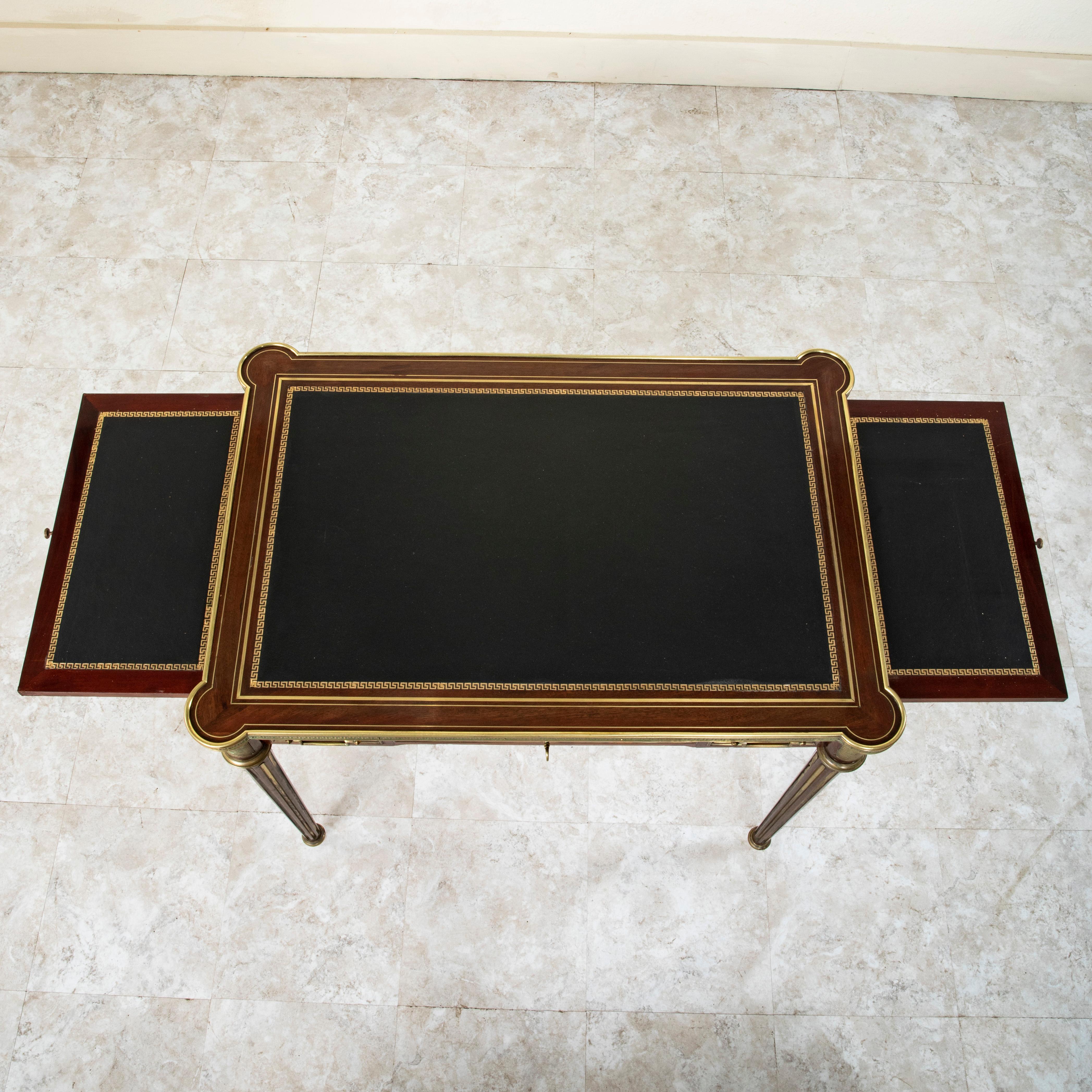 Mid-19th Century French Louis XVI Style Mahogany and Bronze Desk, Leather Top 14