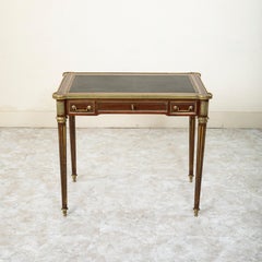 Mid-19th Century French Louis XVI Style Mahogany and Bronze Desk, Leather Top