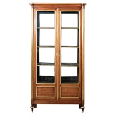 Mid-19th Century French Louis XVI Style Mahogany Bookcase, Vitrine, Blown Glass