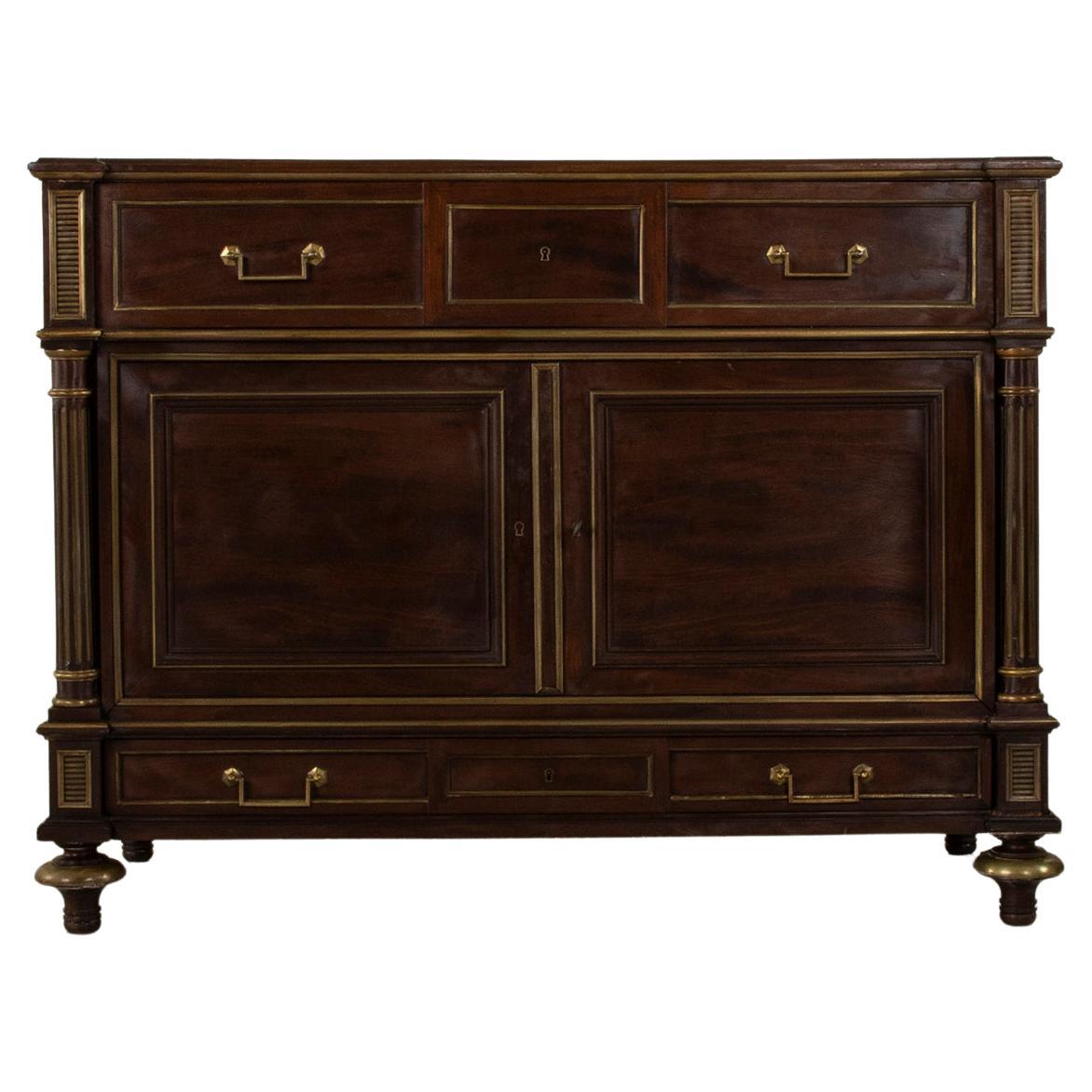 Mid-19th Century French Louis XVI Style Mahogany Commode Secretary with Bronze For Sale
