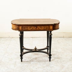 Mid-19th Century French Louis XVI Style Marquetry Rosewood Center Table