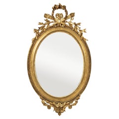 Specchio ovale in legno dorato in stile Luigi XVI della metà del XIX secolo, H. H. 48