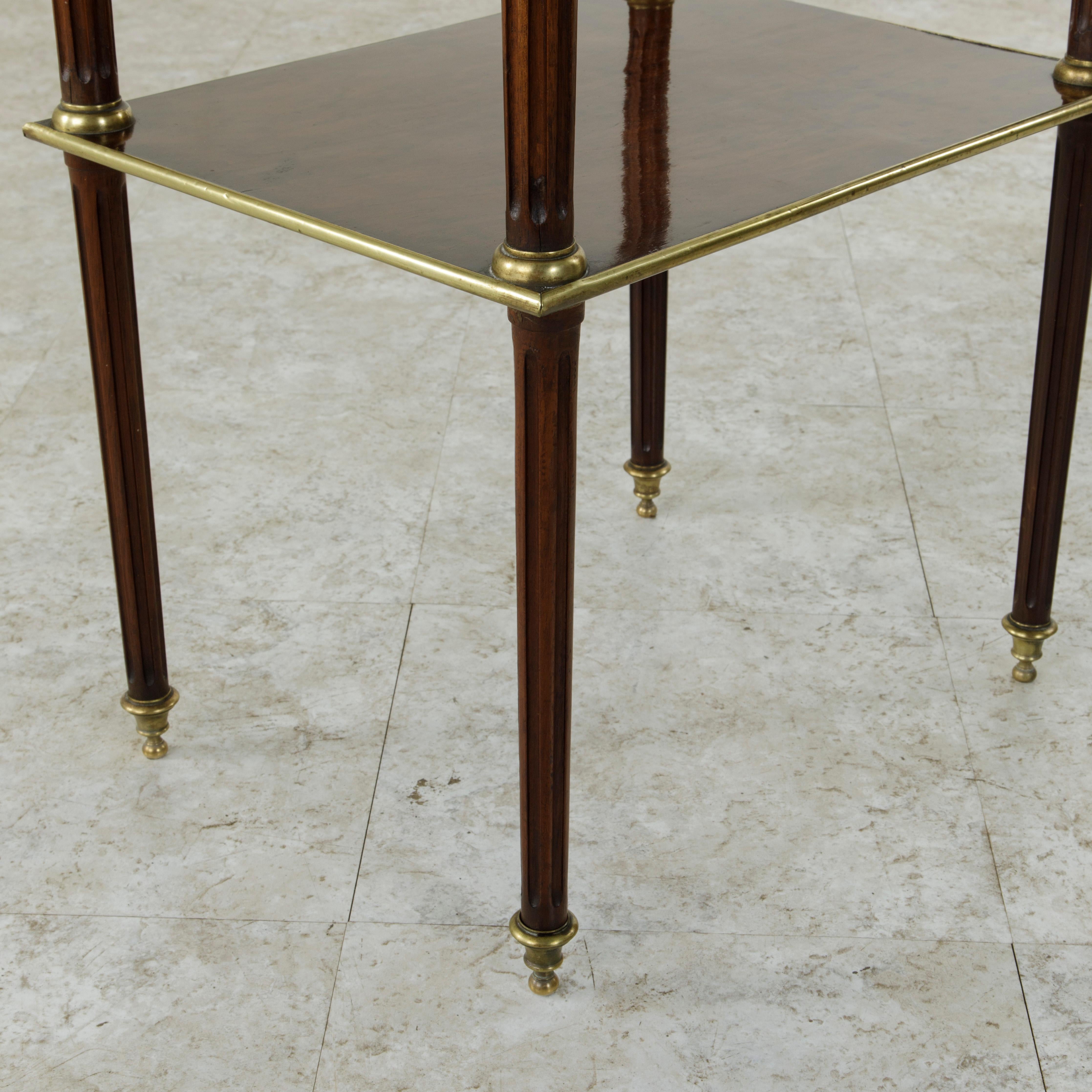 Mid-19th Century French Louis XVI Style Plum Pudding Mahogany Side Table, Bronze 7