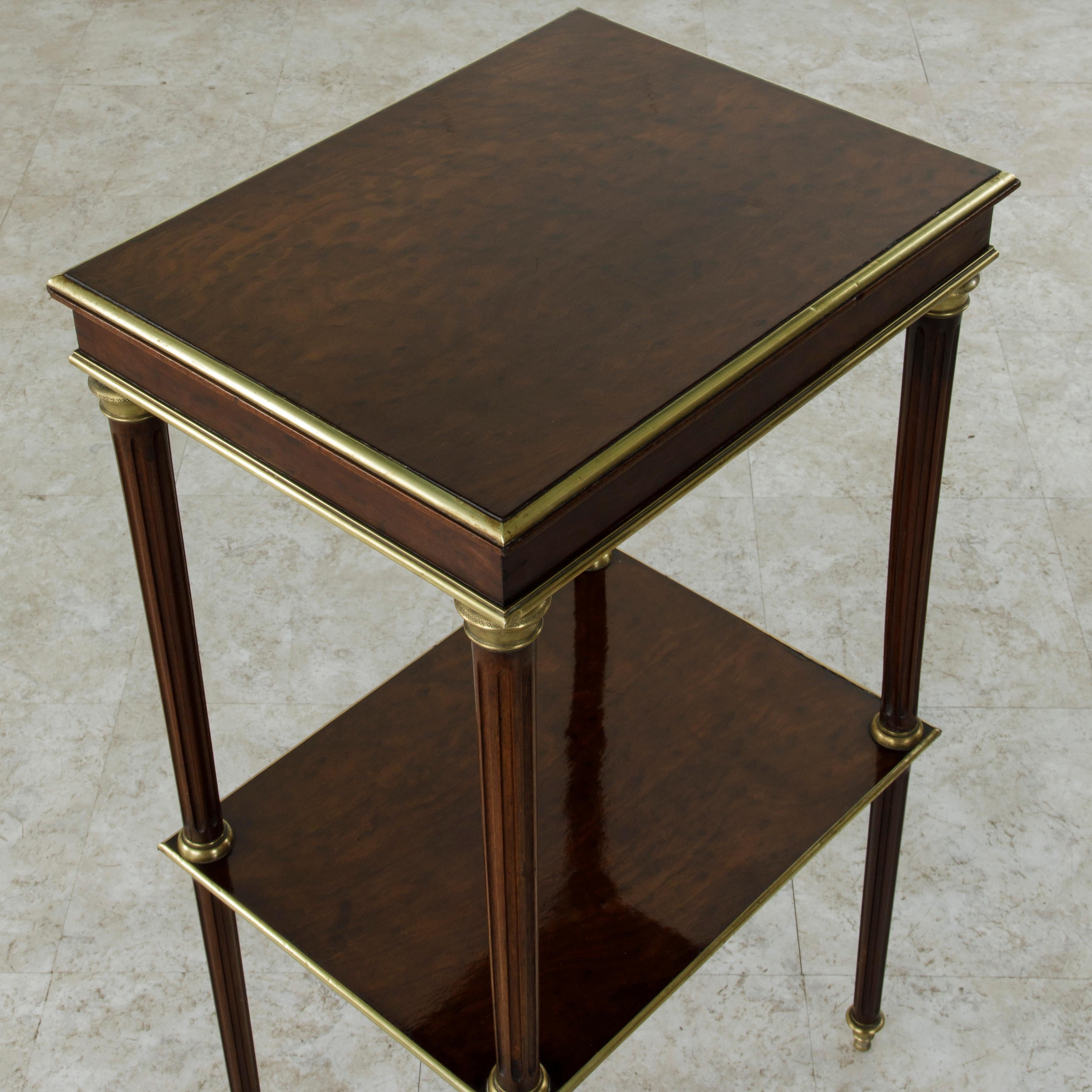 Mid-19th Century French Louis XVI Style Plum Pudding Mahogany Side Table, Bronze 4