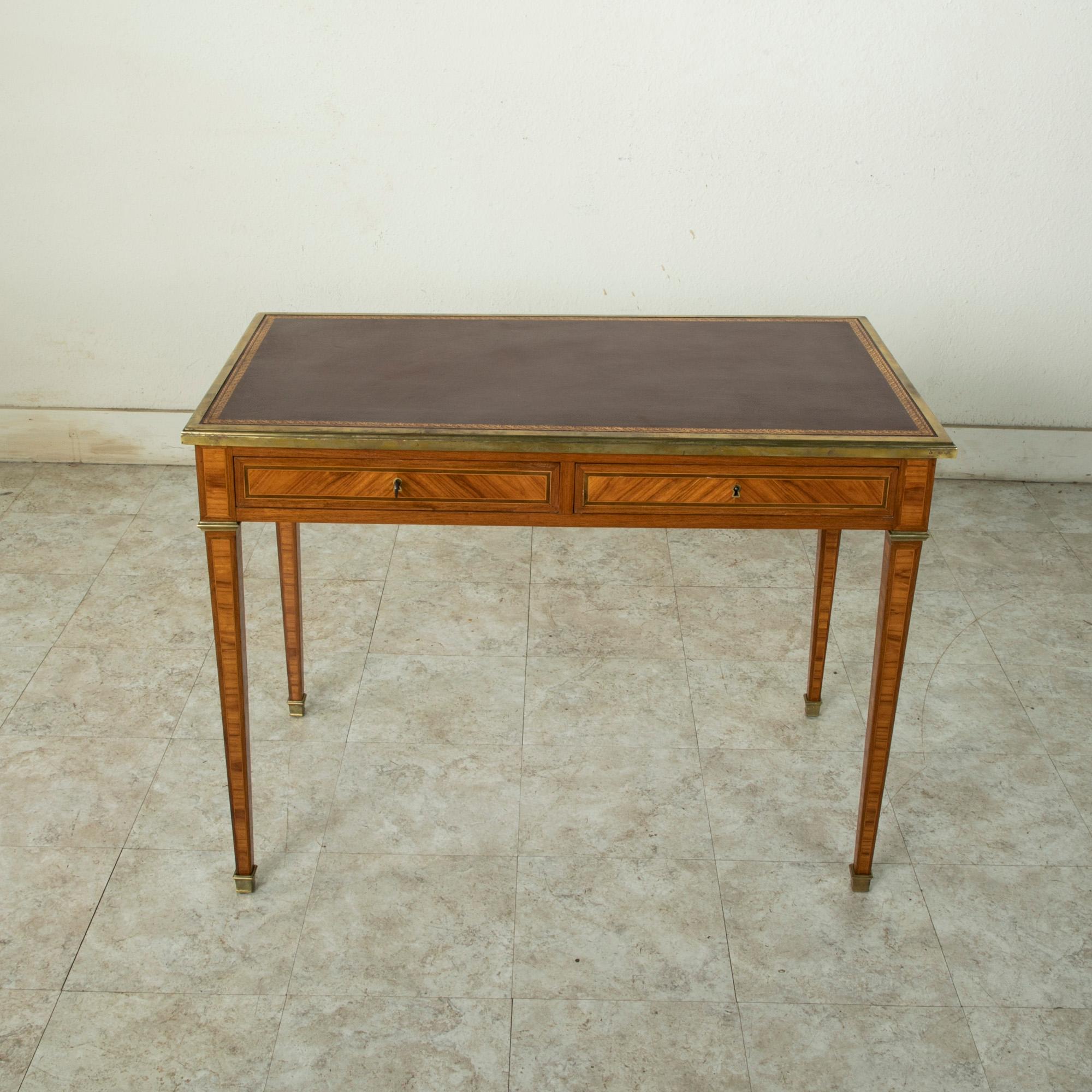 Mid-19th Century French Louis XVI Style Rosewood Marquetry Writing Table or Desk In Good Condition In Fayetteville, AR